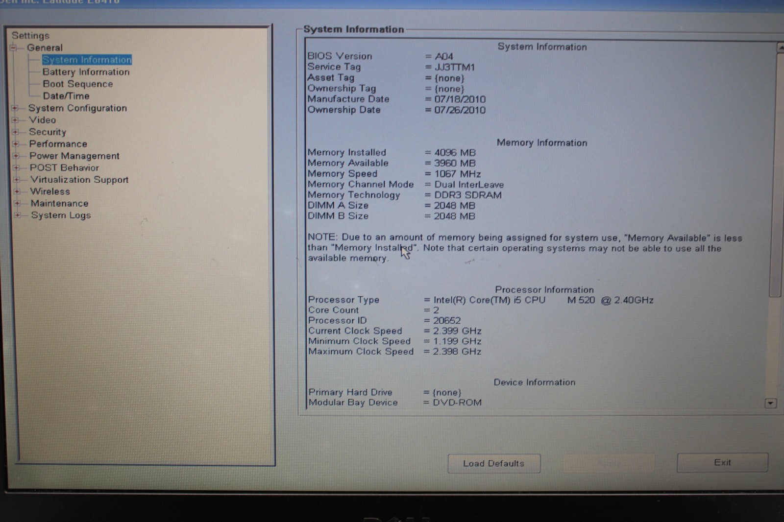 Dell Latitude E6410 _ i5-520M @ 2.4 _ 4GB RAM _ No SSD / OS *READ