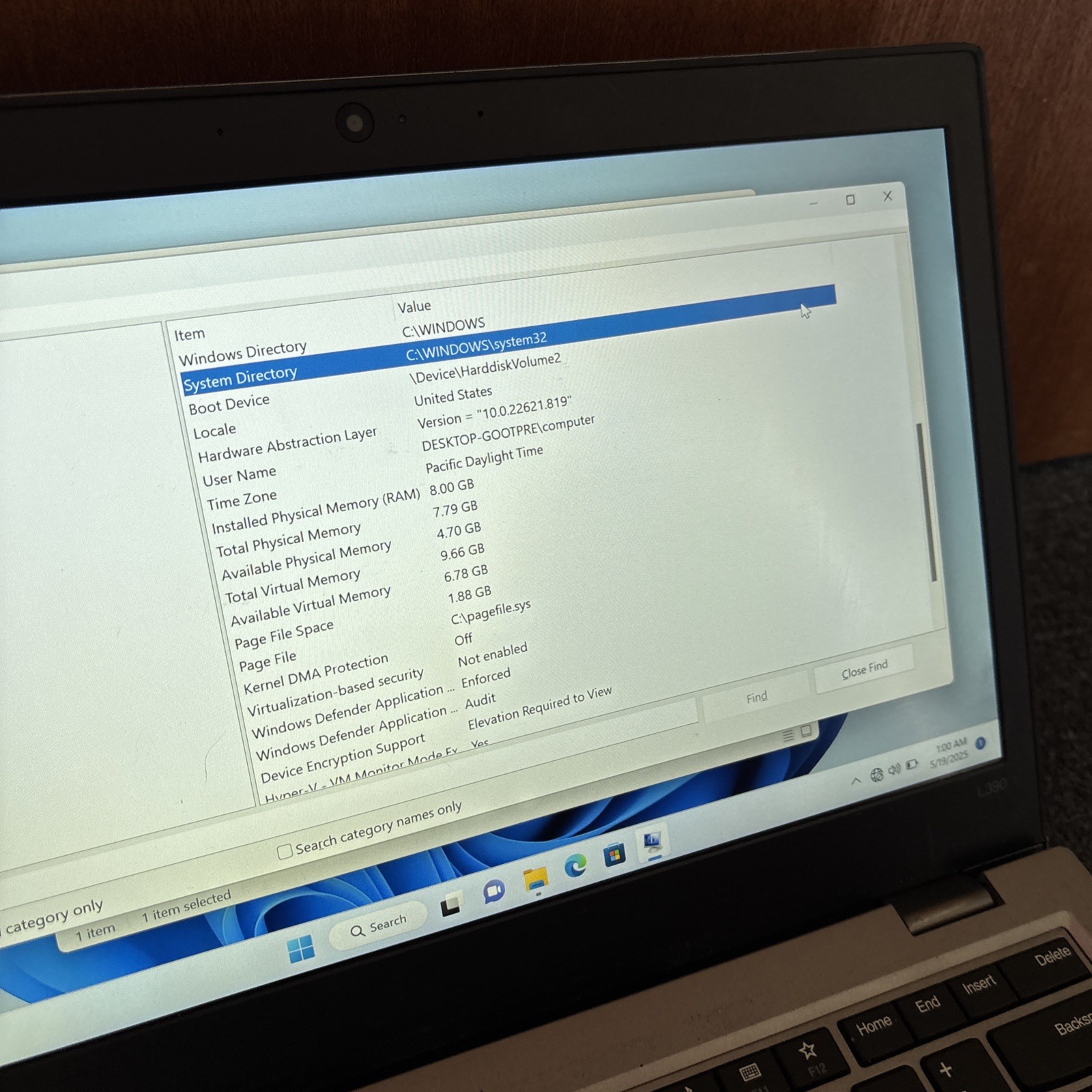 Lenovo ThinkPad L390 i5-8265U 8gb RAM 250gb SDD 13.3″ Windows 11