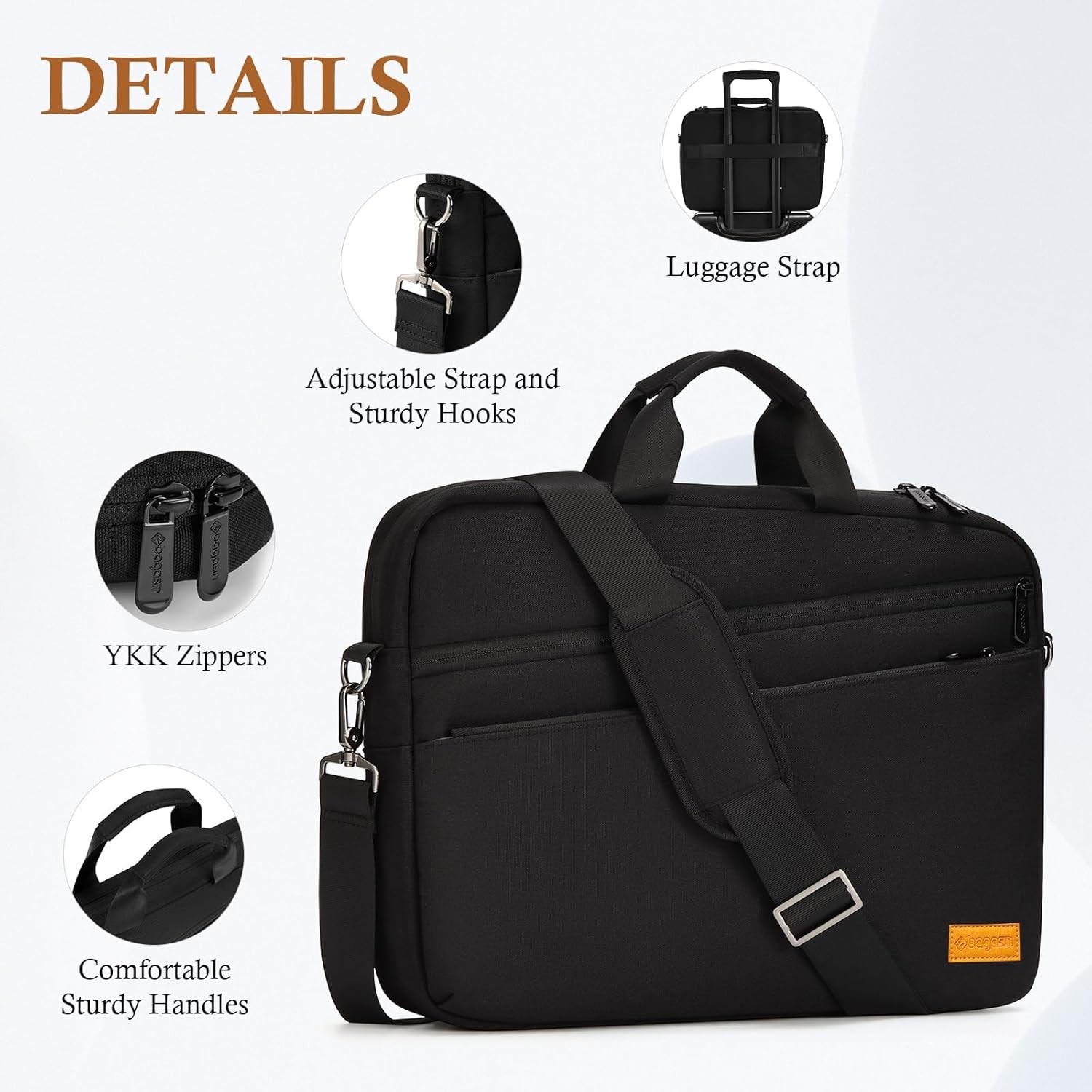 Lightweight Black Laptop Carrying Case for 17-17.3 Inch PCs, Water-Repellent Bri