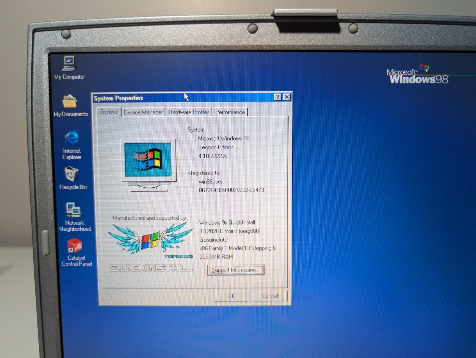 Dell Inspiron 600m | Pentium M 256MB RAM 80GB HDD | AMD Windows 98 SE DVD