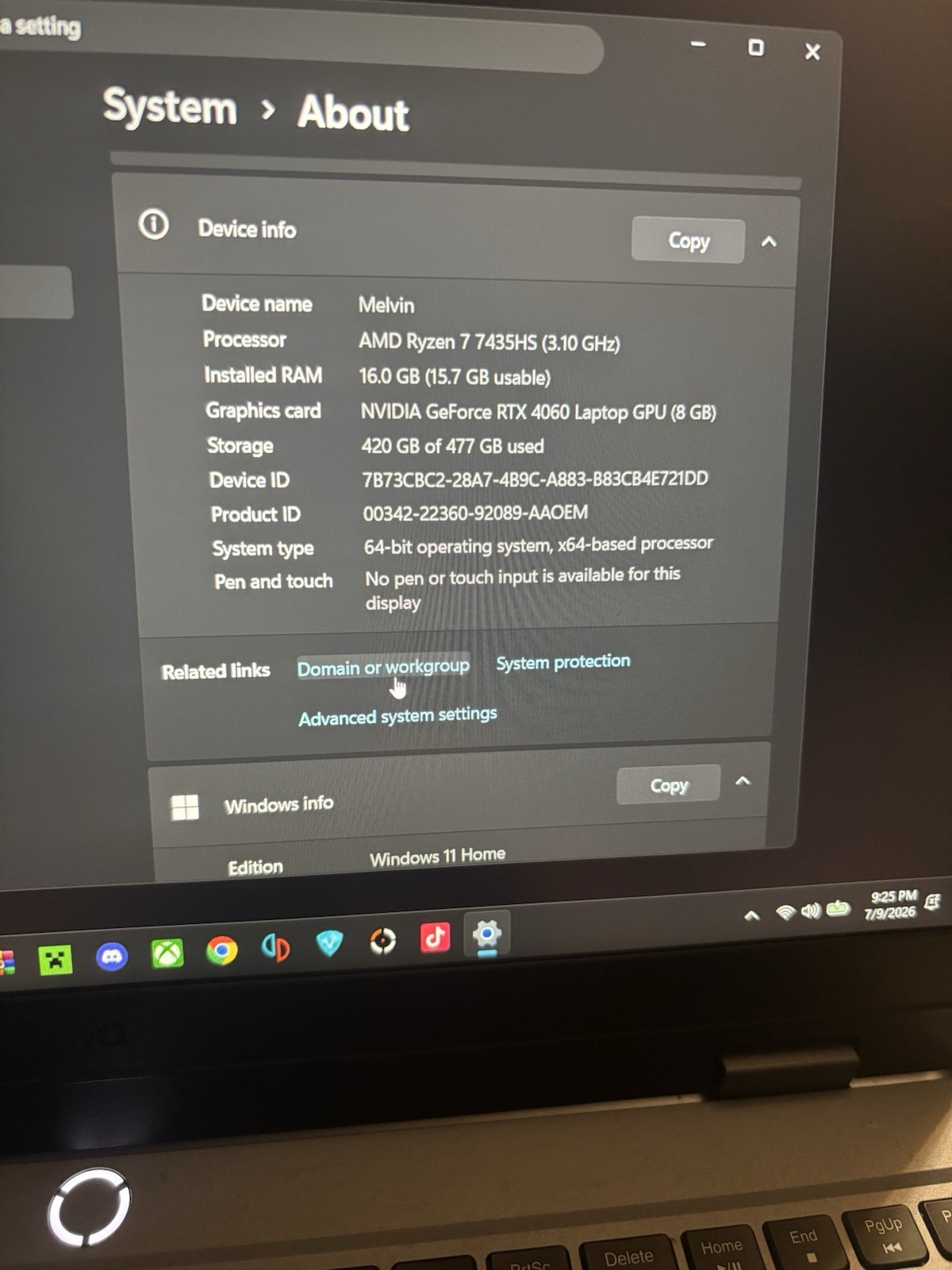 Lenovo LOQ 15ARP9 15.6” 144Hz Ryzen™ 7 7435HS 16GB RAM 512GB SSD RTX 4060 8GB