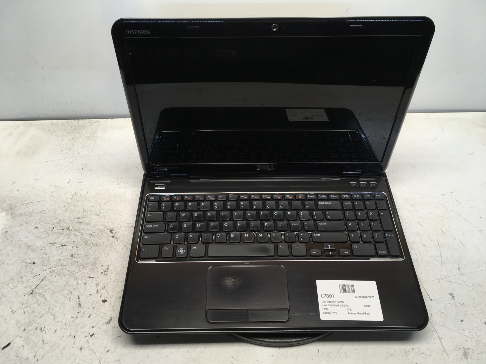 Dell Inspiron N5110 Intel i5-2450M 2.5GHz 6 GB NO HDD – READ