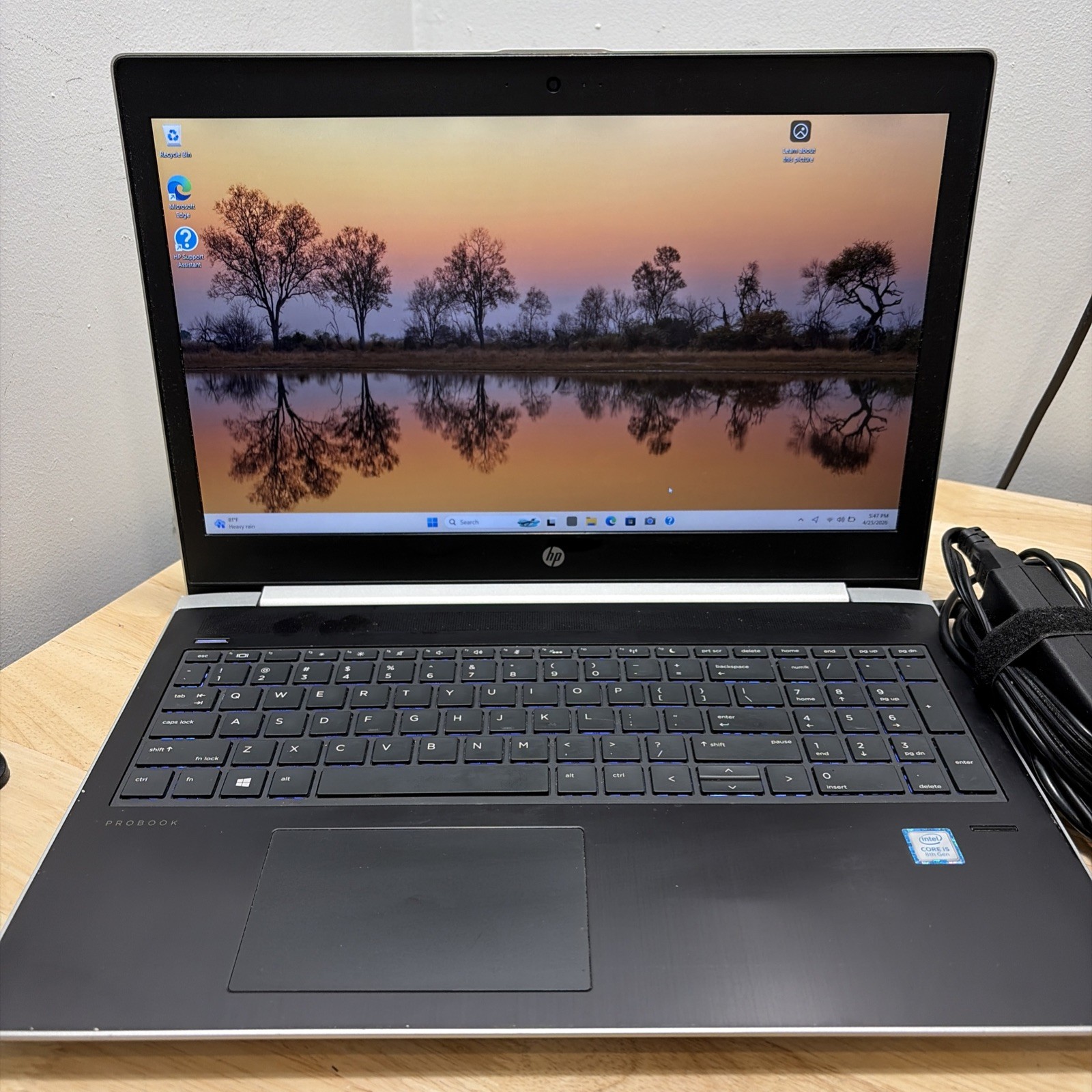 HP ProBook 450 G5 15″ CORE i5-8250U 1.6GHZ , 8GB, 256GB WCAM WIFI WIN11 CORD