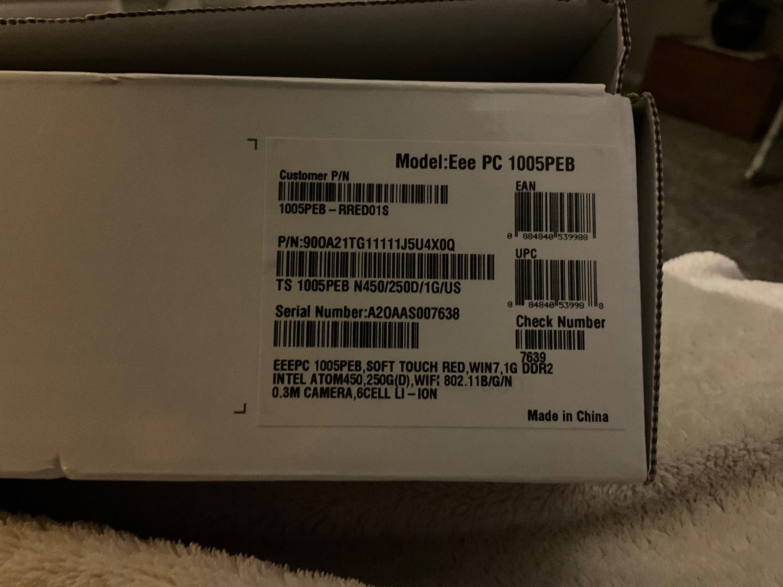 ASUS Eee 1005PEB Laptop – Intel Atom N45D – 1GB RAM – 250GB HDD – Windows 10