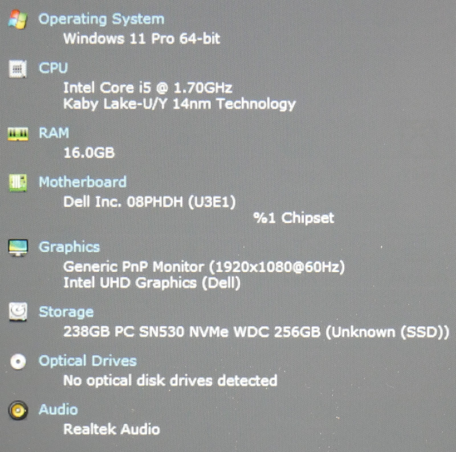 Dell Latitude 5510 Core i5-10310U 1.7GHz 16GB 256GB SSD 15″ Windows 11 Pro FHD