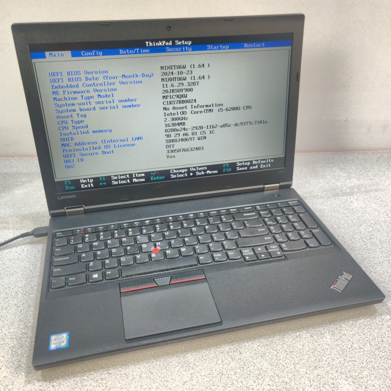 Lenovo Thinkpad L570 Intel Core i5-6200U, RAM 16GB, NO SSD/OS/AC ADAPTER, Used