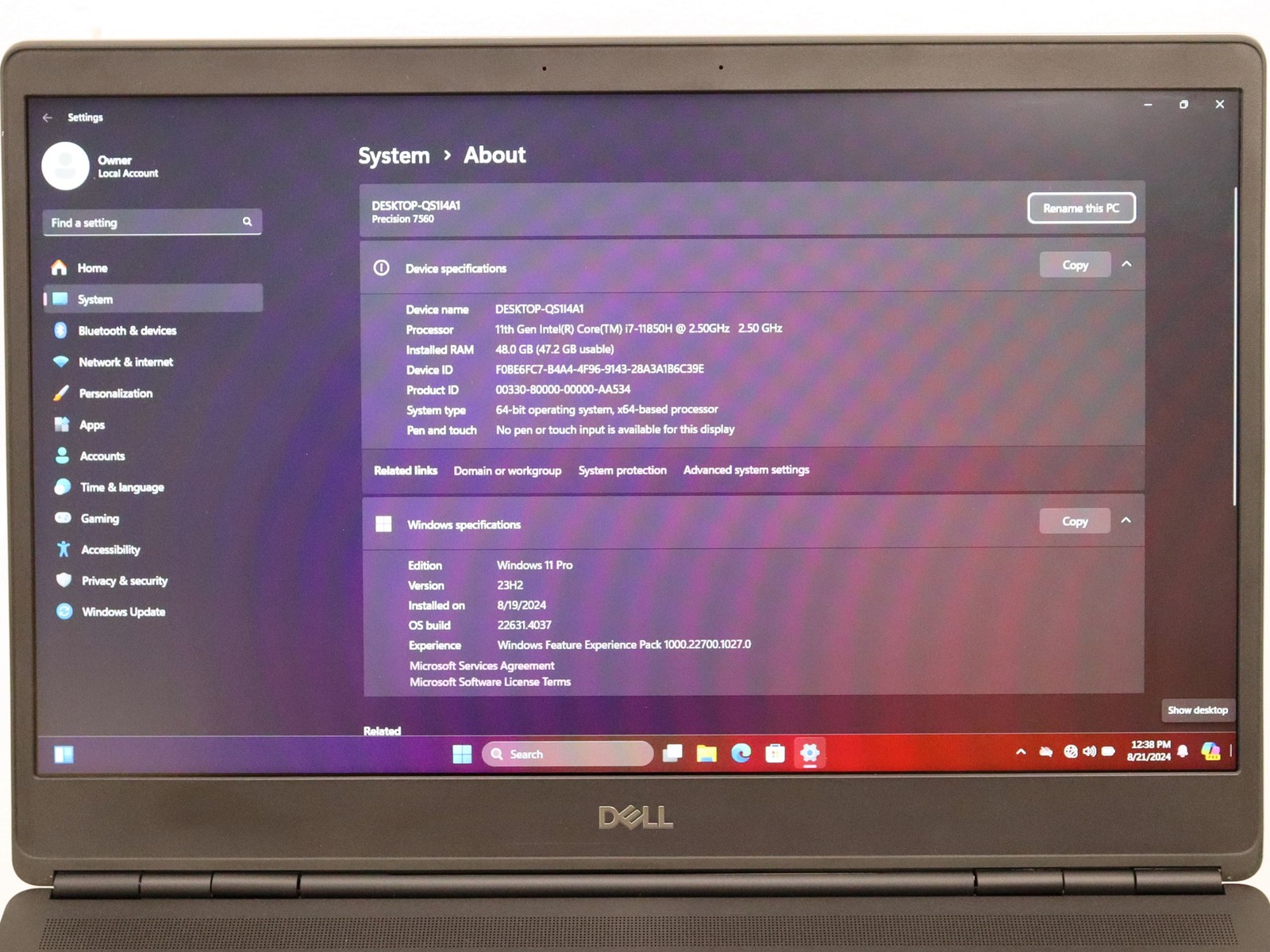 Dell Precision 7560 i7-11850H 48GB 1TB NVMe Nvidia T1200 W11 Pro – Warranty 2025
