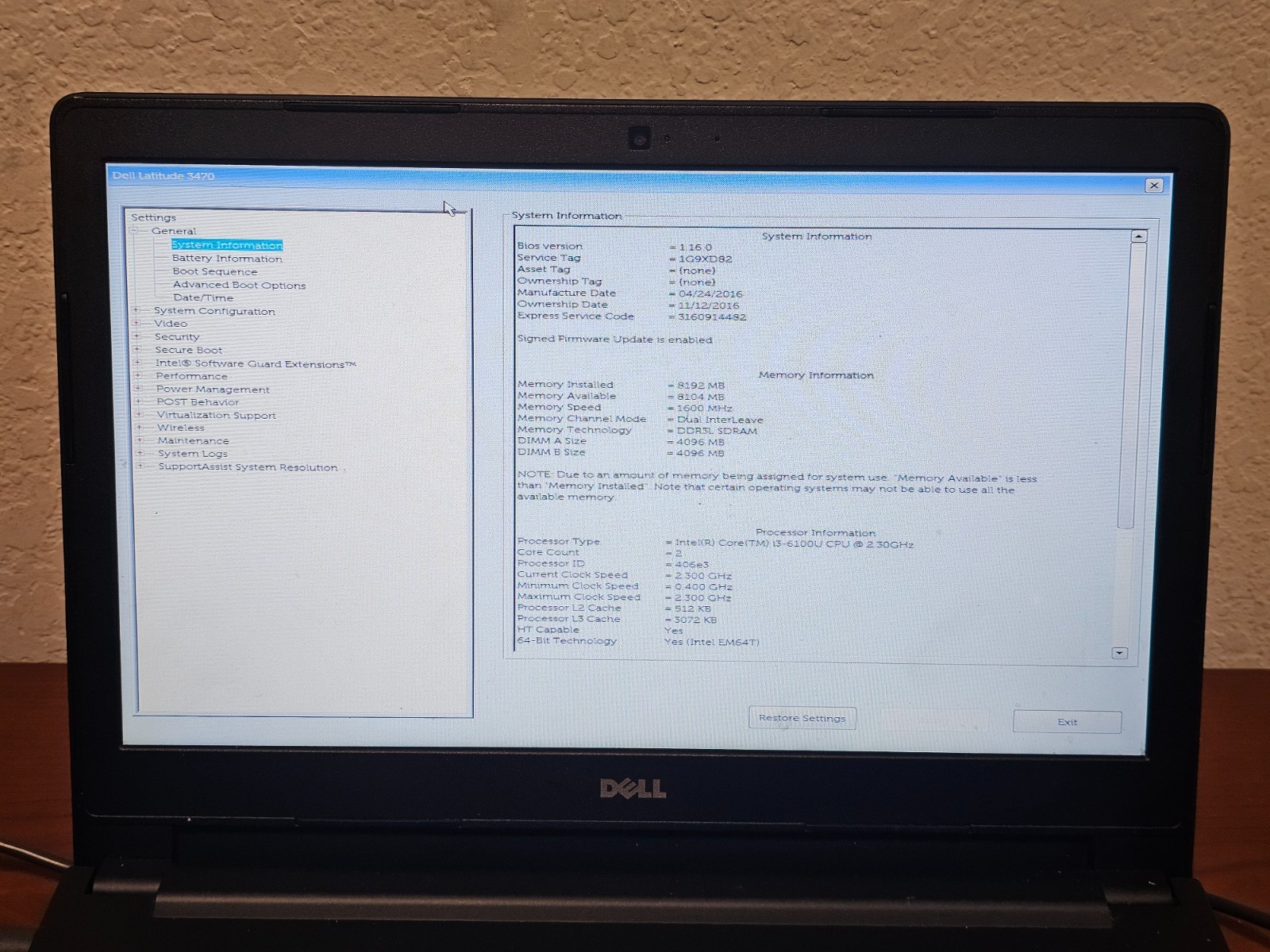 DELL Latitude 3470 Laptop (14″, i3-6100U, 8 GB/No HDD, No OS) – READ!