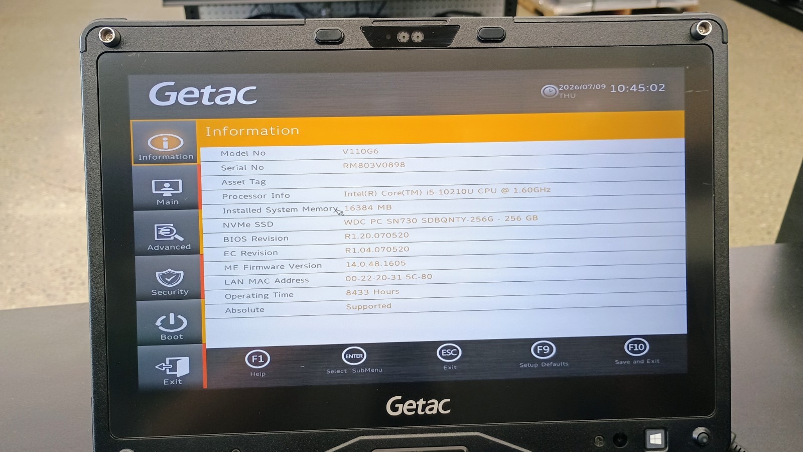 Getac V110G6 Quad Core i5-10210U 1.60GHz – 256GB SSD – 16GB – Win 11 Pro – Read