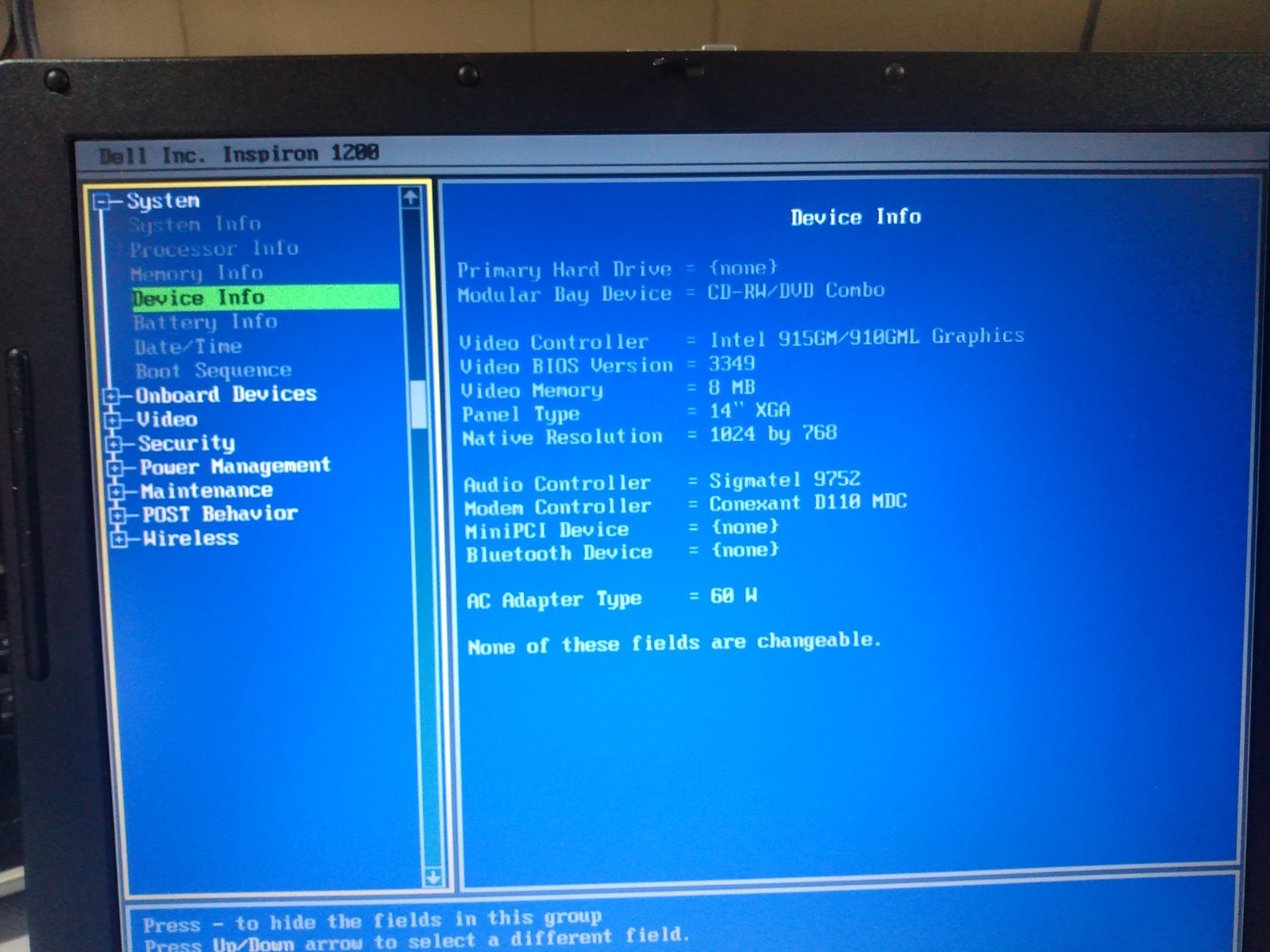 Dell inspiron 1200 pp10s laptop