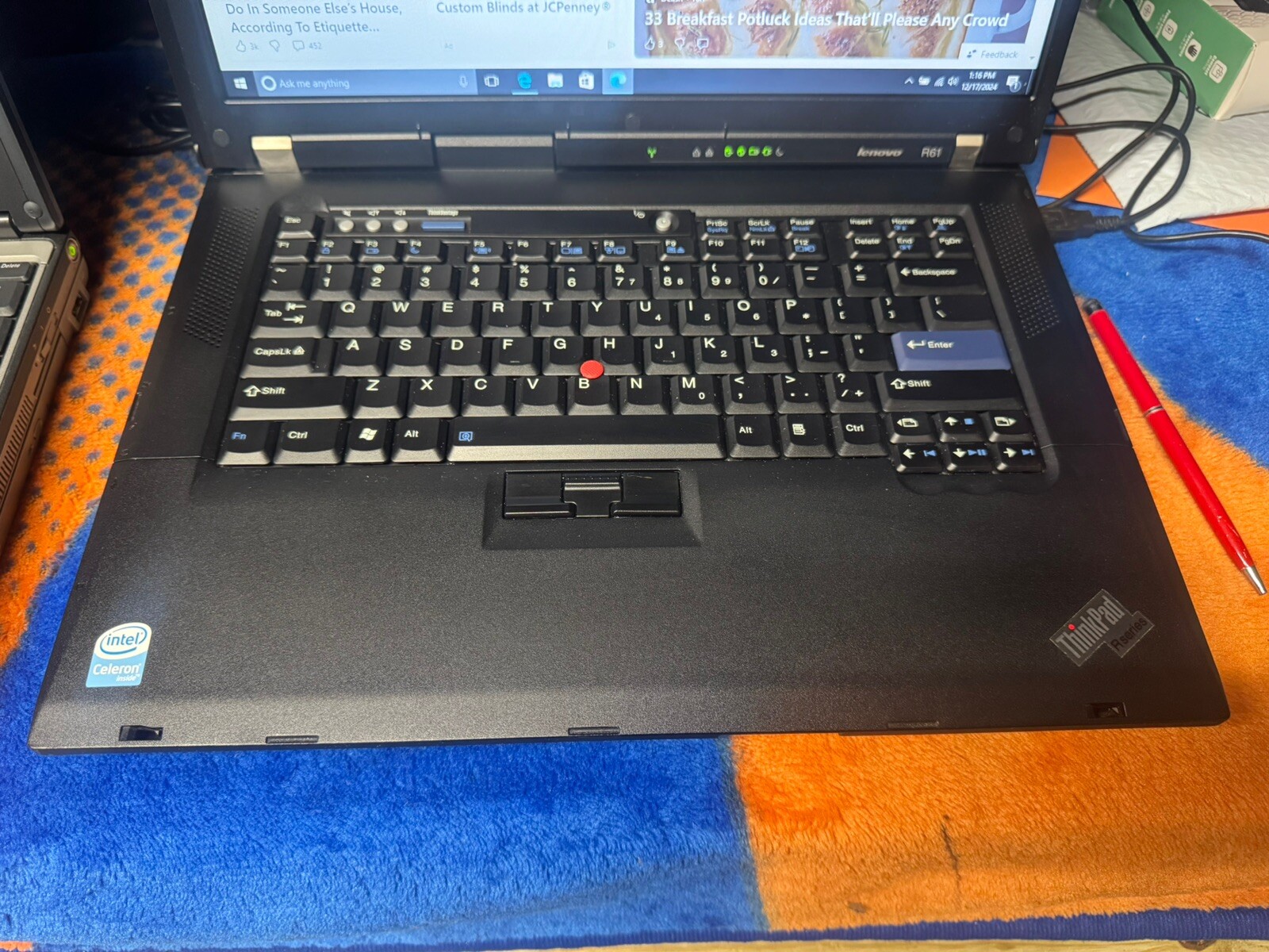 Lenovo ThinkPad R61, 15.4”, Win10pro, Celeron1.8, 160Gb, 1.5GB, DVDCD, Wifi #003