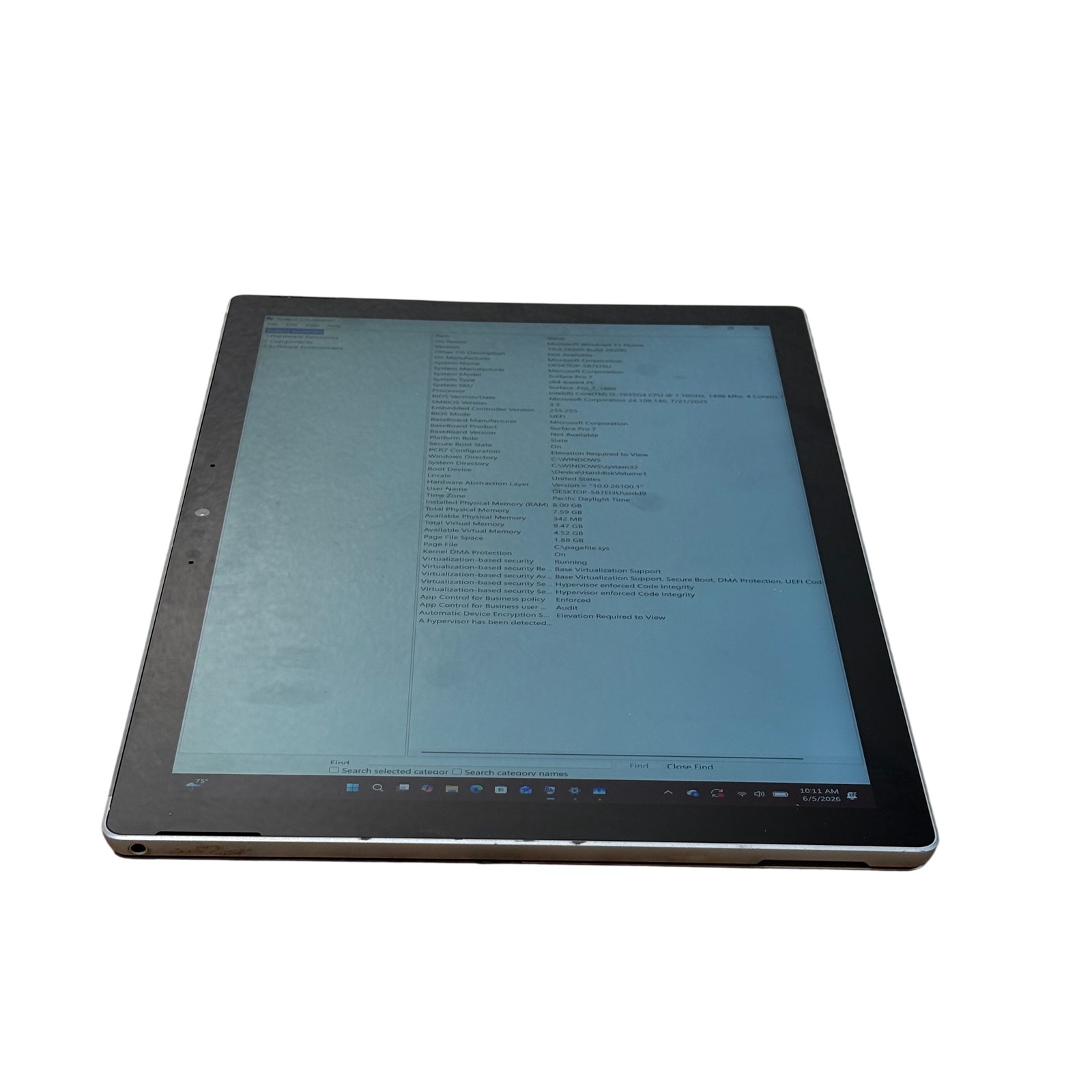 Microsoft Surface Pro7 1866 Intel Core i5-1034G4 1.10GHz 8GB RAM 256GB SSD 12.3″