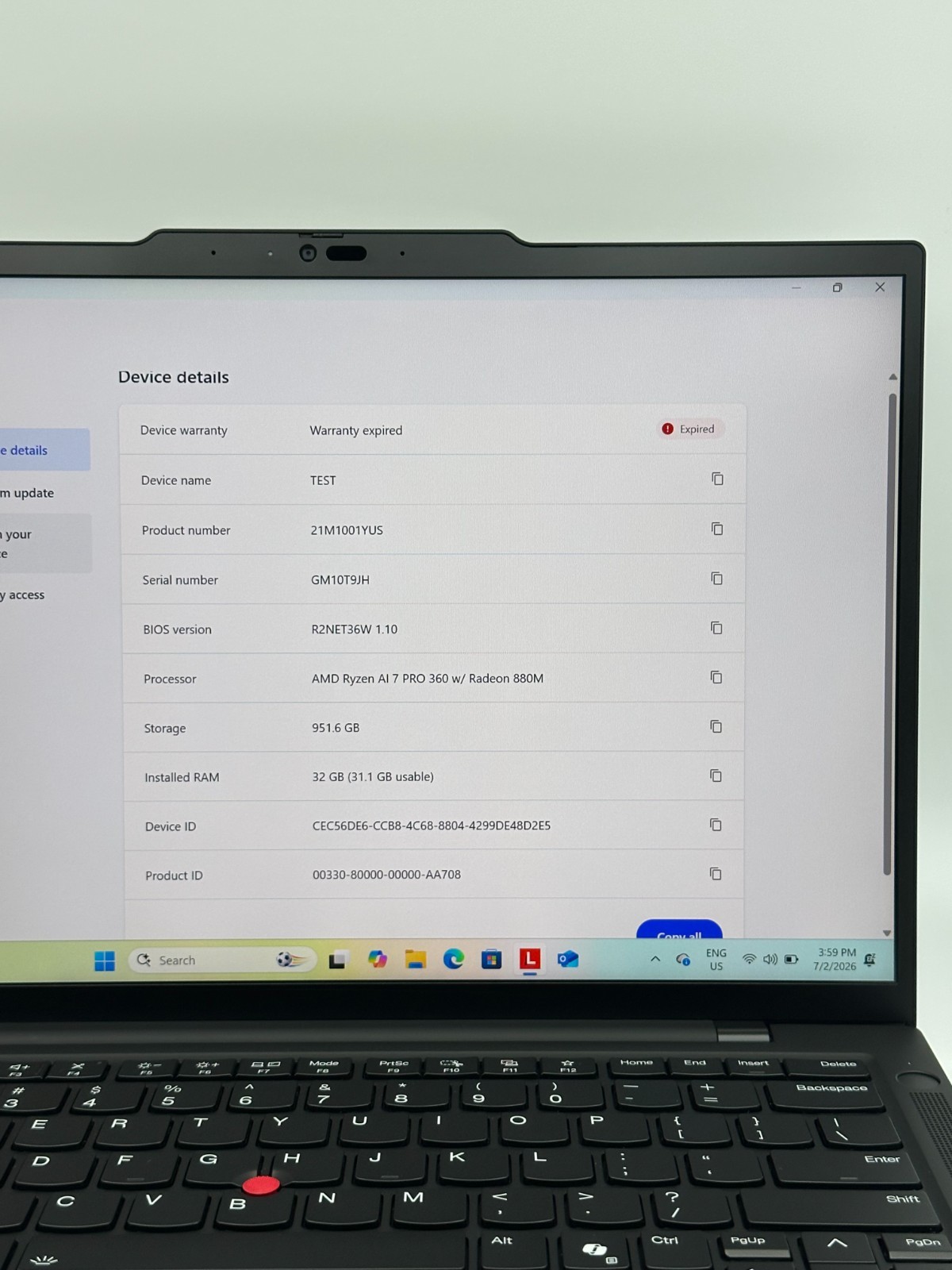 Lenovo ThinkPad T14s Gen 6 Ryzen AI 7 Pro 32GB RAM 1TB SSD