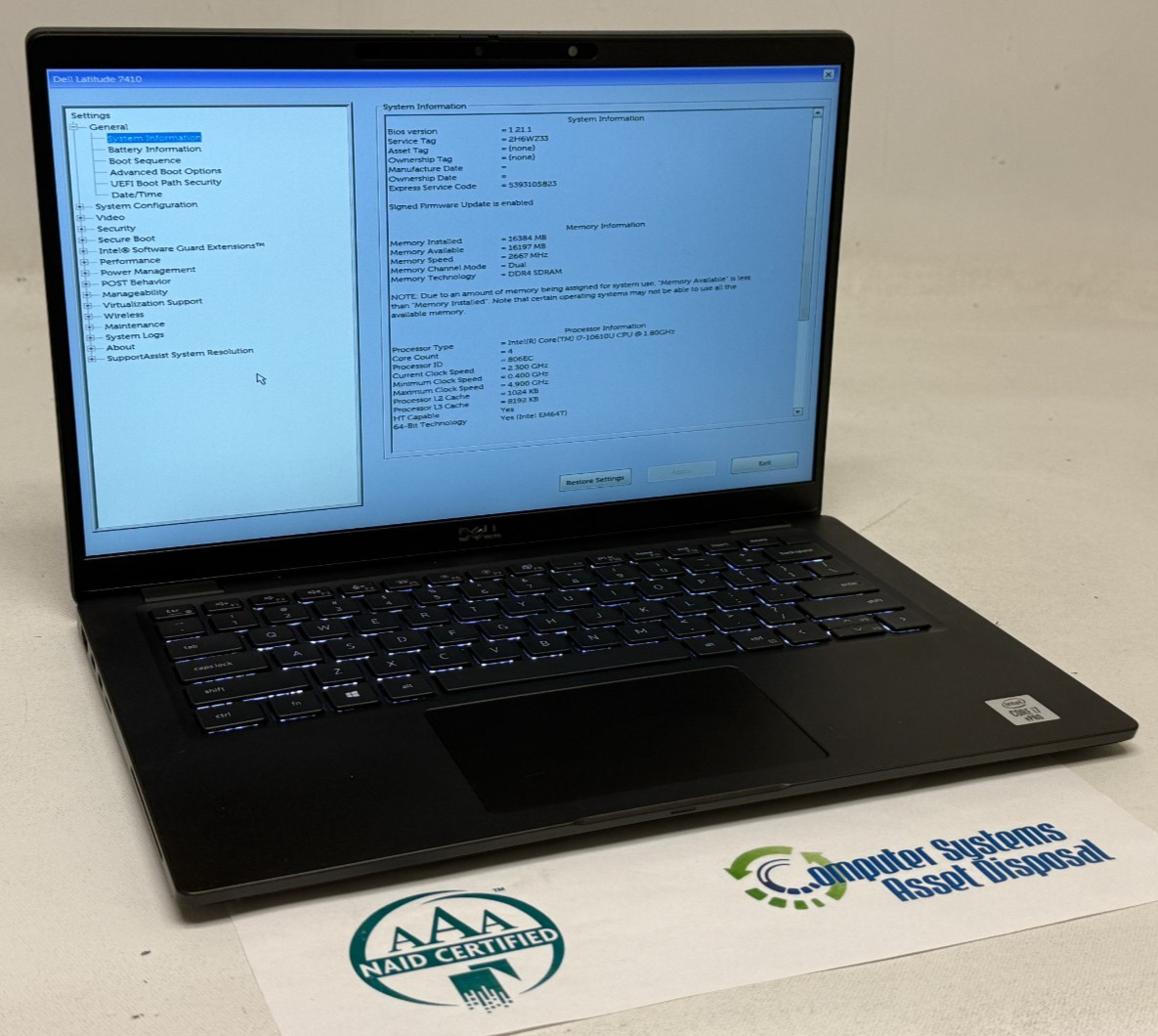 Dell Latitude 7410 14″ (i7-10610u 1.80GHz – 16GB RAM – 512GB SSD – Win11Home)