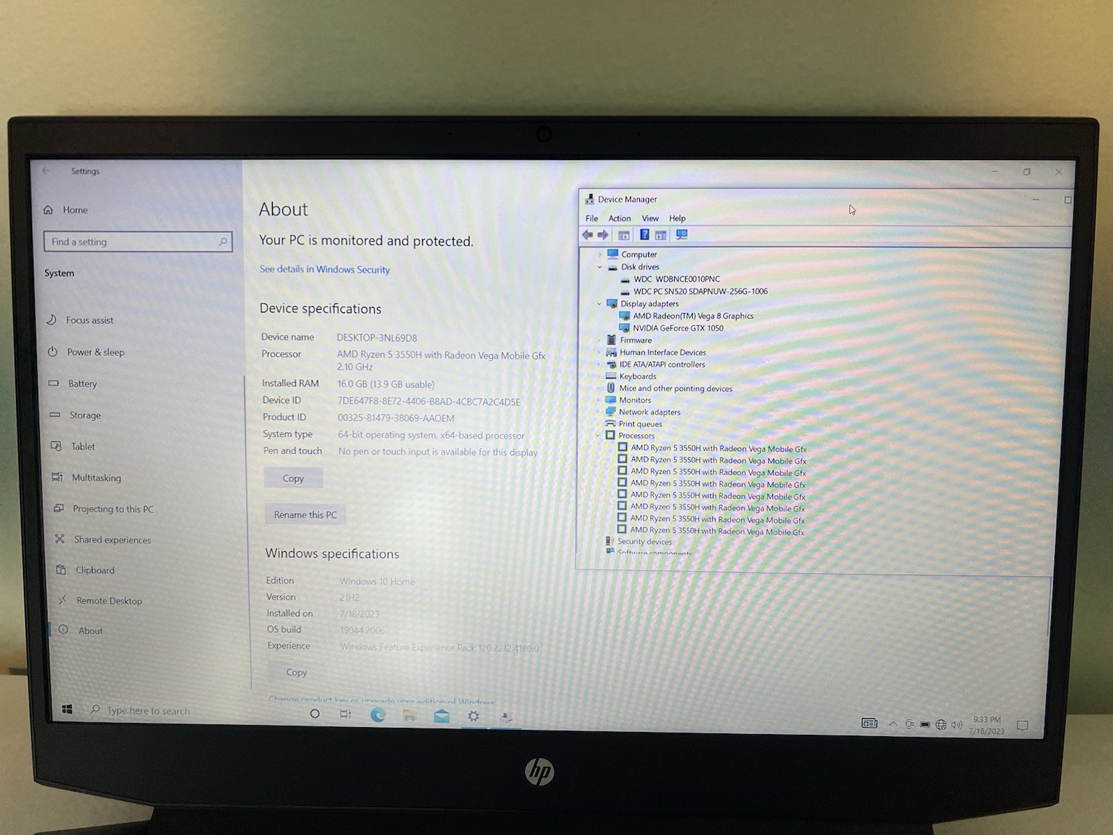 HP Pavilion Gaming Laptop 15-EC0013DX Ryzen 5 GTX 1050 16GB RAM 256GB + 1TB SSD