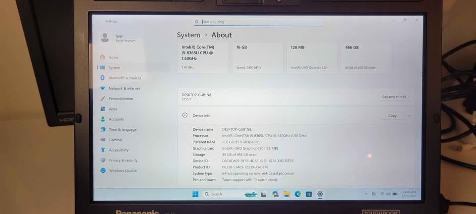 Panasonic Toughbook FZ-55 MK1 16GB RAM, 512GB SSD