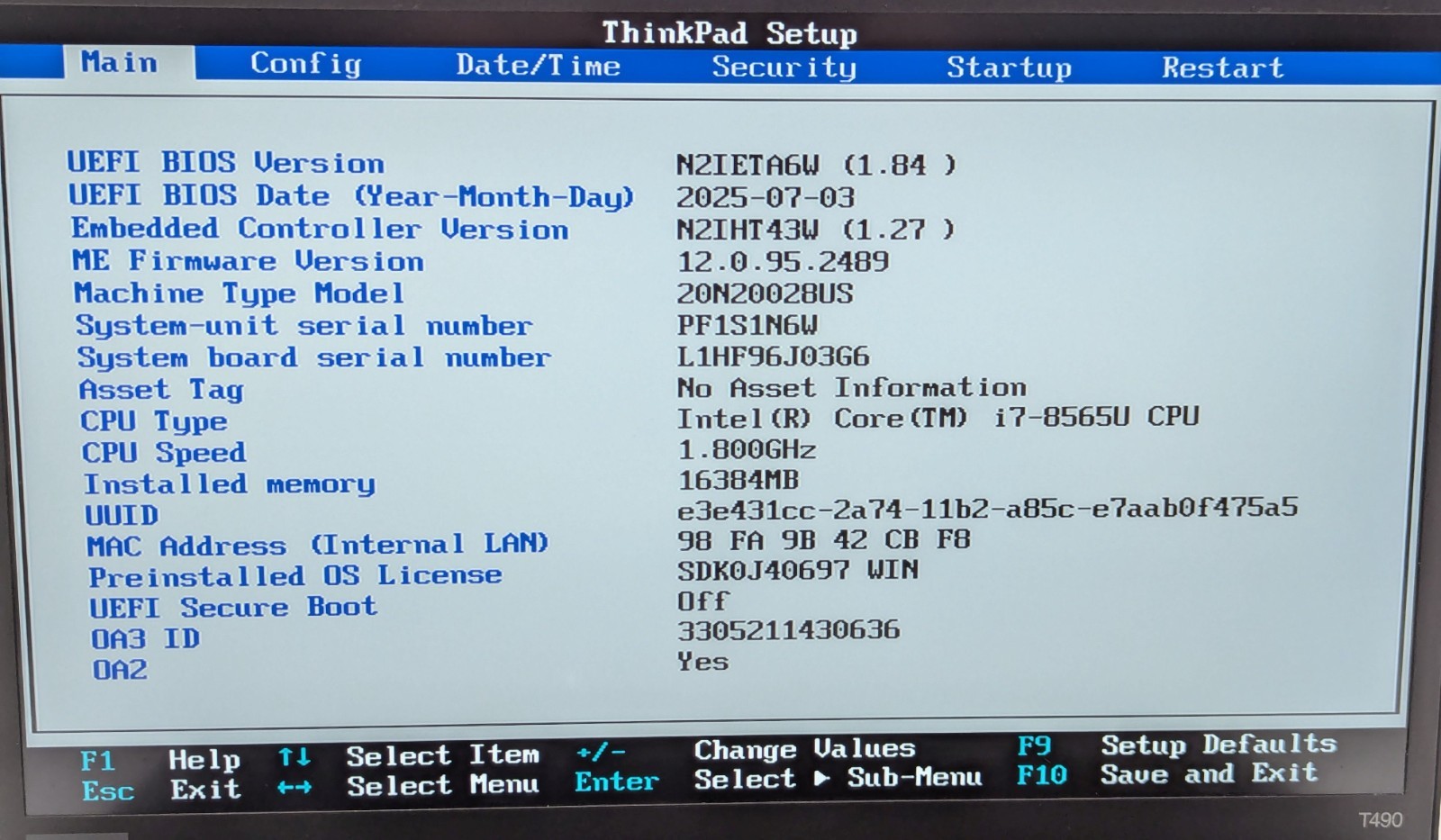 Incomplete Lenovo ThinkPad T490 14″ Laptop Intel Core i7-8565U 1.80GHz 16GB RAM
