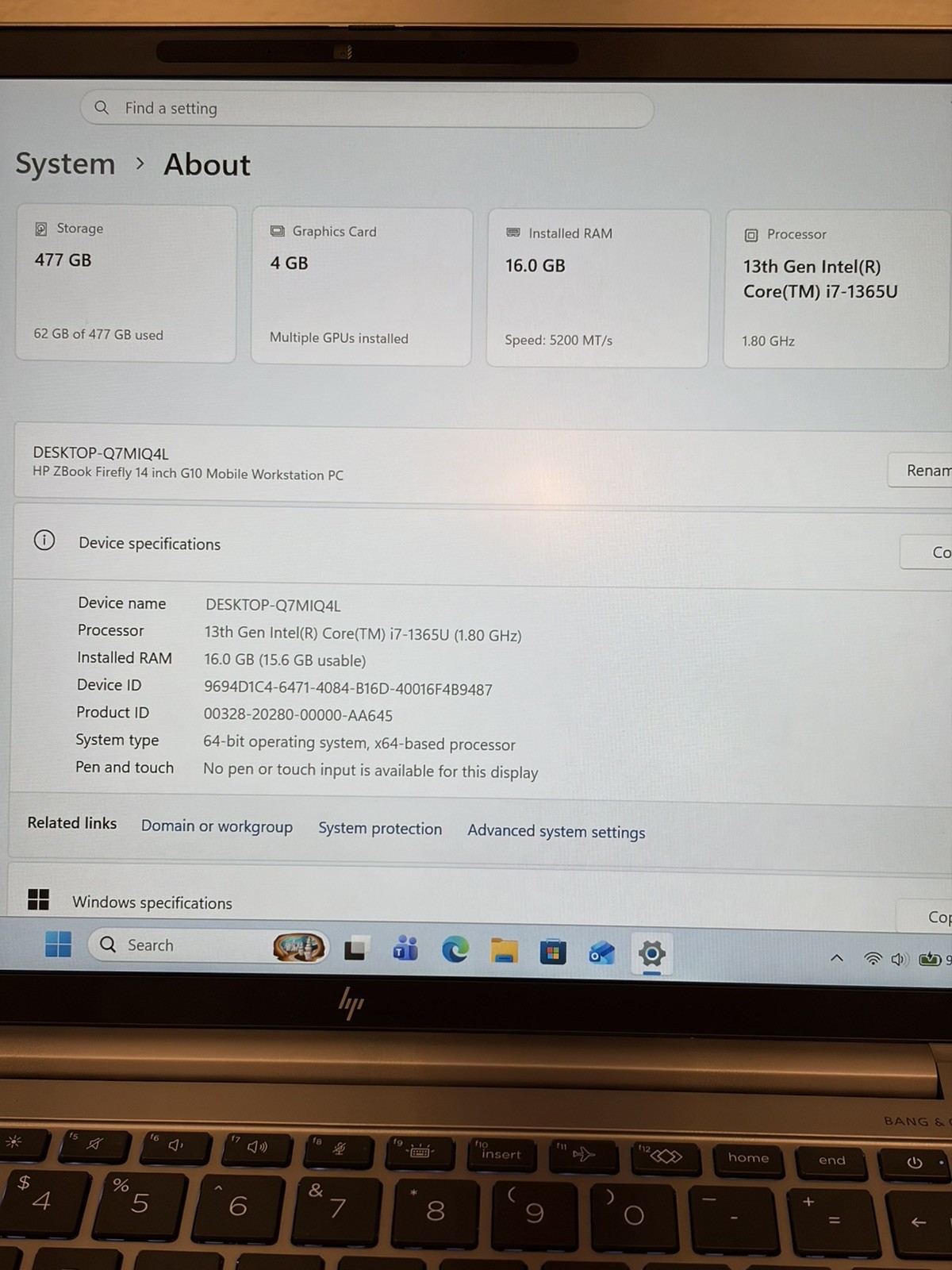HP ZBook Firefly 14 G10 13th Gen i7 RTX A500 16GB RAM 512GB SSD Charger Win11