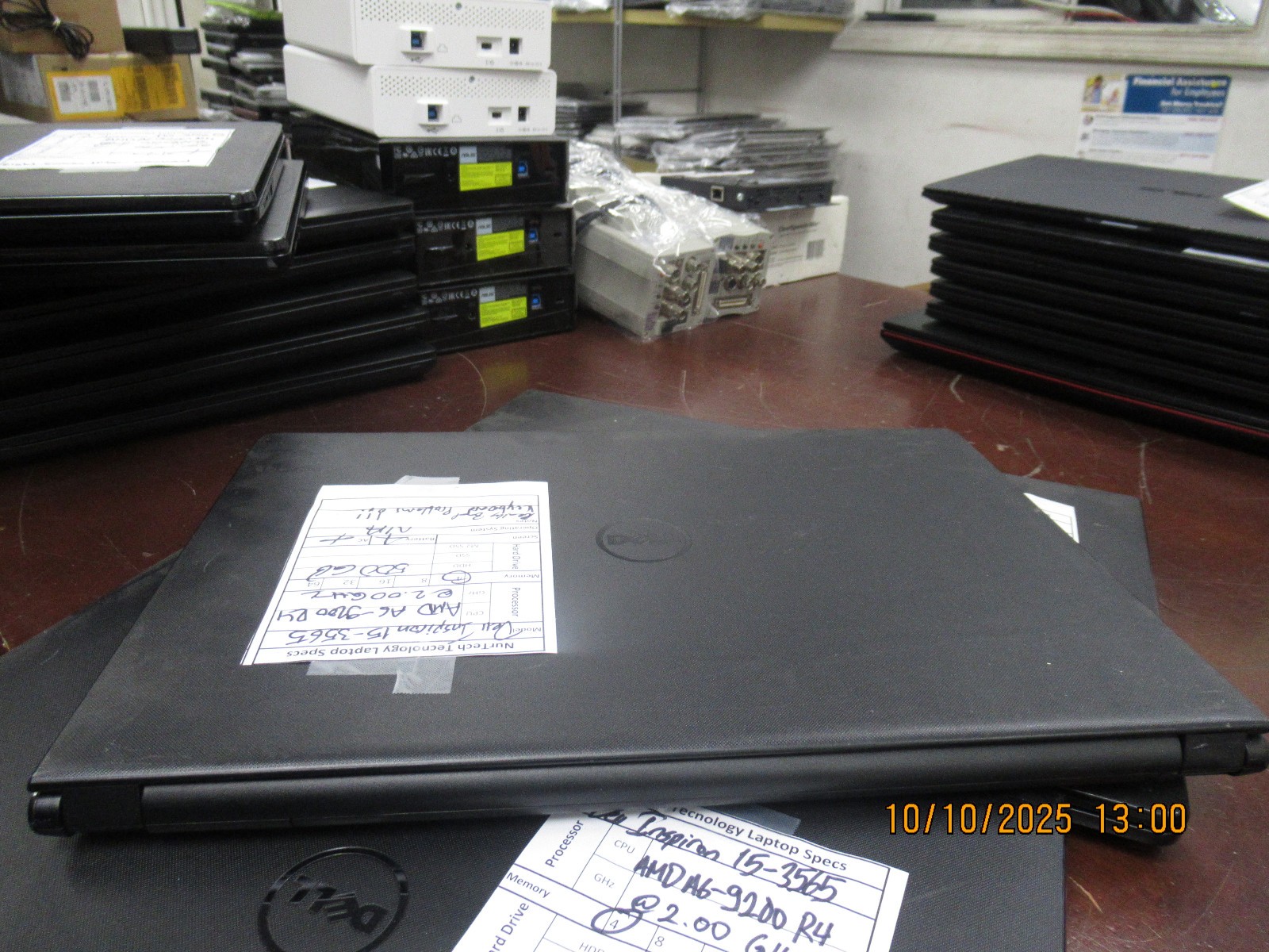 Lot of 5 Dell Inspiron 15 3565 AMD A6-9200 R4 2.00GHz 4GB 500GB Laptop +AC NO OS
