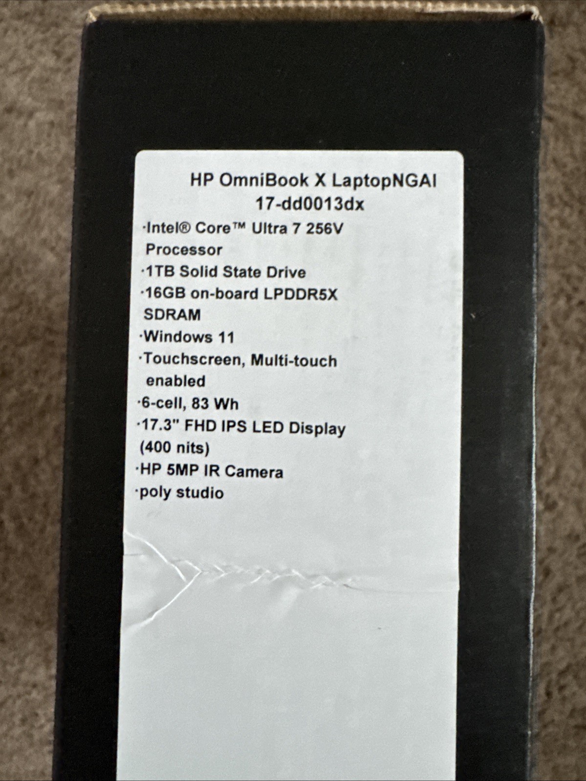 HP OmniBook X Copilot+ 17.3″ 2K Touch Laptop Intel Ultra 7 256 V, 16GB 512 SSD