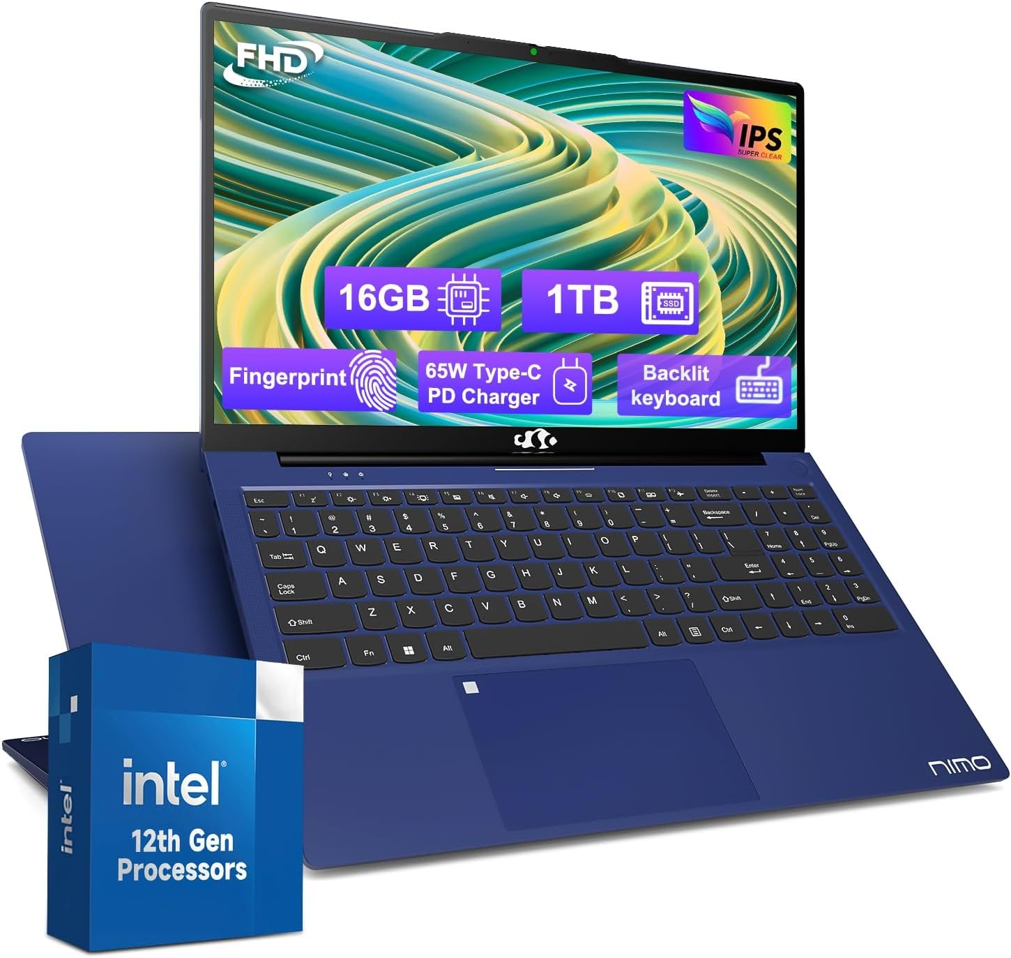 NIMO 15.6-FHD-Laptop Student, 16GB RAM 1TB SSD, N100 Processor Backlit KB Win11