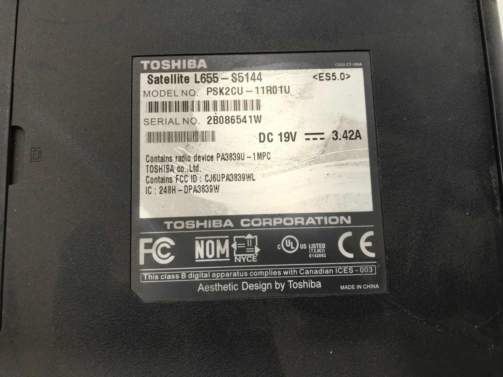 TOSHIBA SATELLITE L655 S5144 – FOR PARTS/REPAIR – INTEL I5 480M – NO RAM-READ-BB