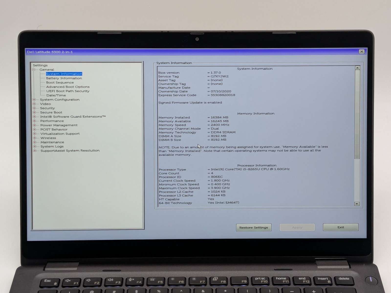 Dell Latitude 5300 2-in-1 13″ FHD Touch I5-8265U 256GB SSD 16GB W11P Webcam