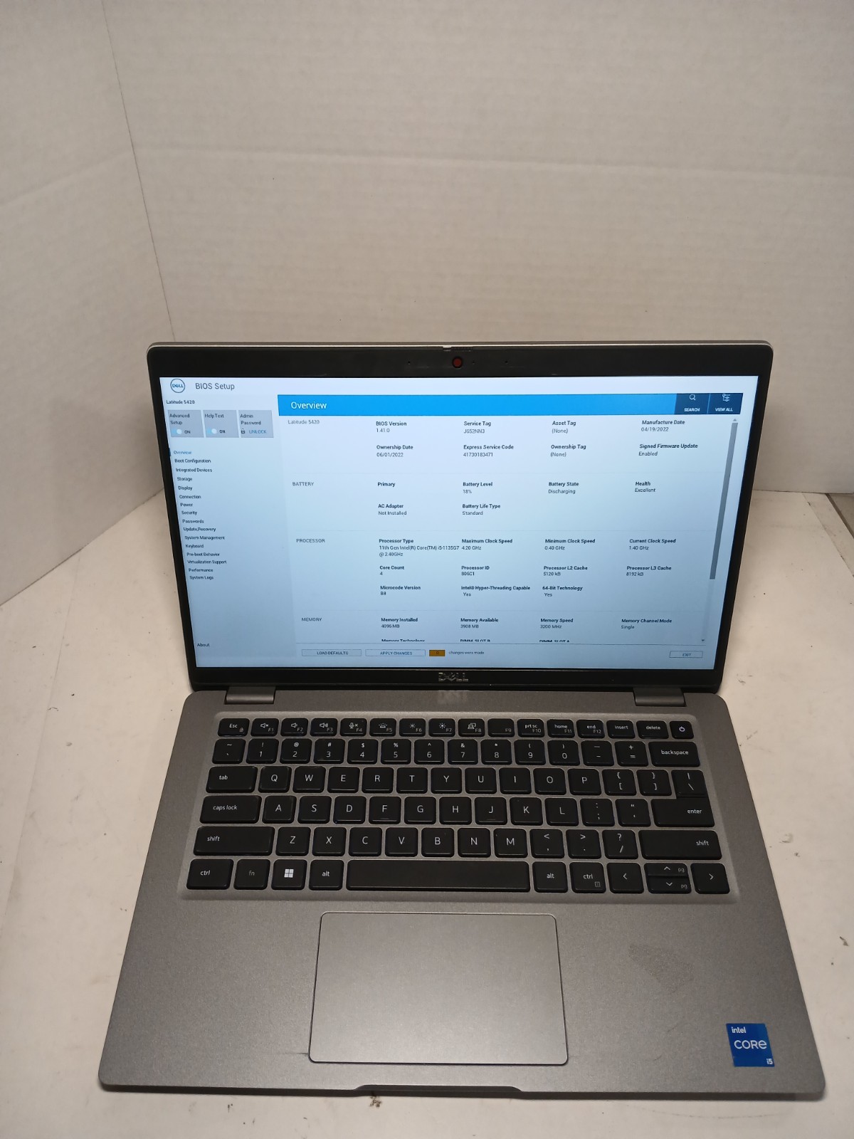 Dell Latitude 5420 14″ Laptop i5-1135G7 4GB No SSD/OS! BIOS PW!! #97