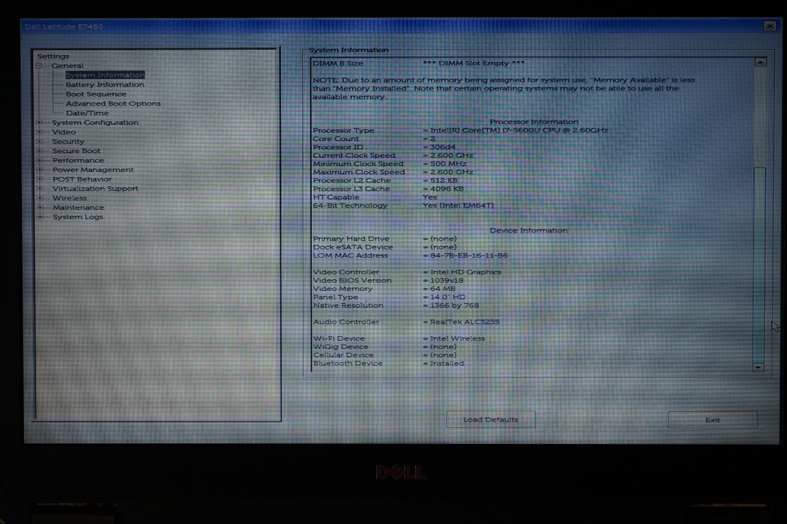 ^ Dell Latitude E7450 14″ Intel i7-5600U @ 2.60GHz 4GB Ram No HD #C1669