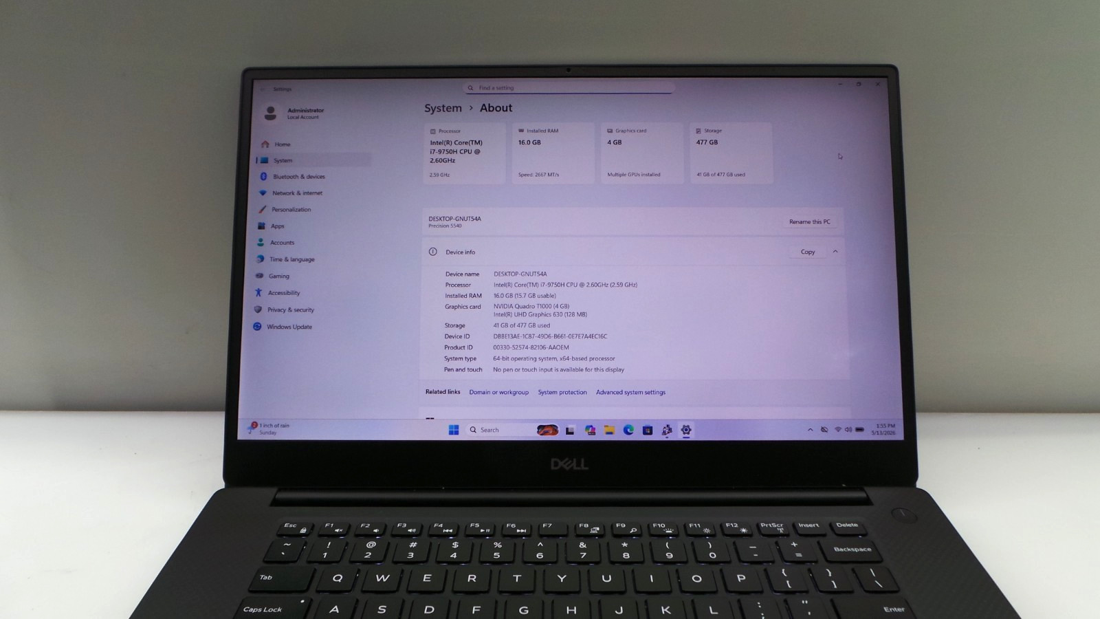 Dell Precision 5540 15.6″ | i7-9750H 2.60GHz | 16GB RAM 512GB SSD | ***READ***