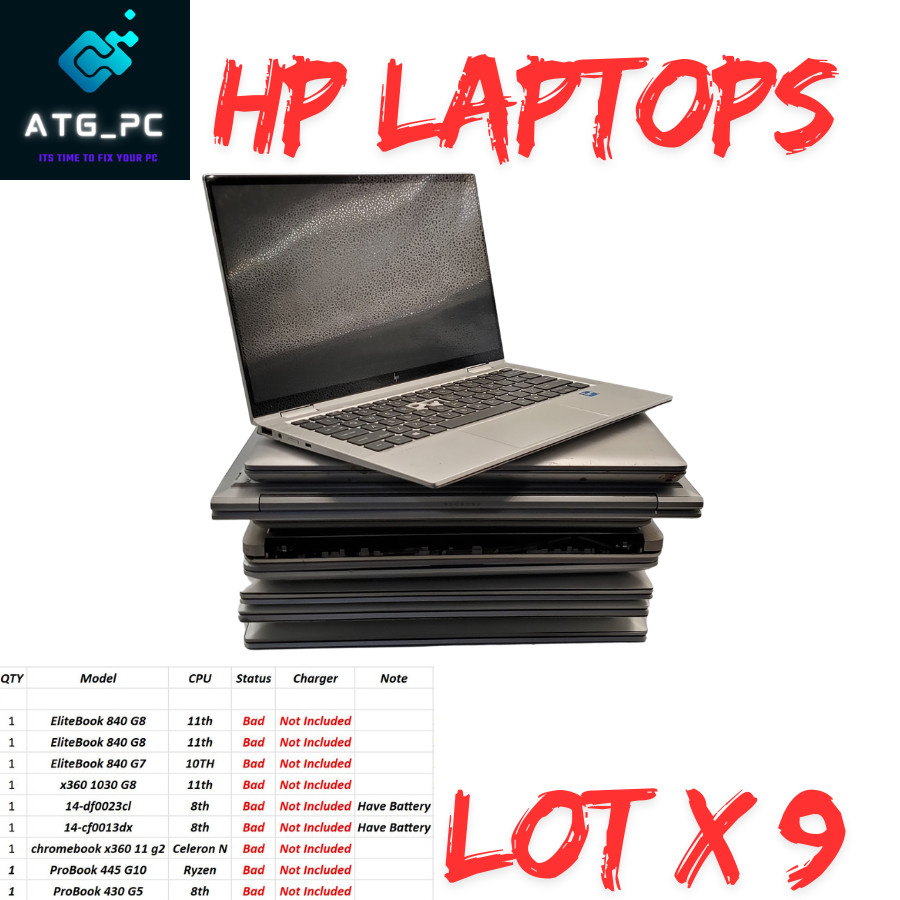 Lot x 9 HP Pro/EliteBook Laptop Doesn’t work Parts Only