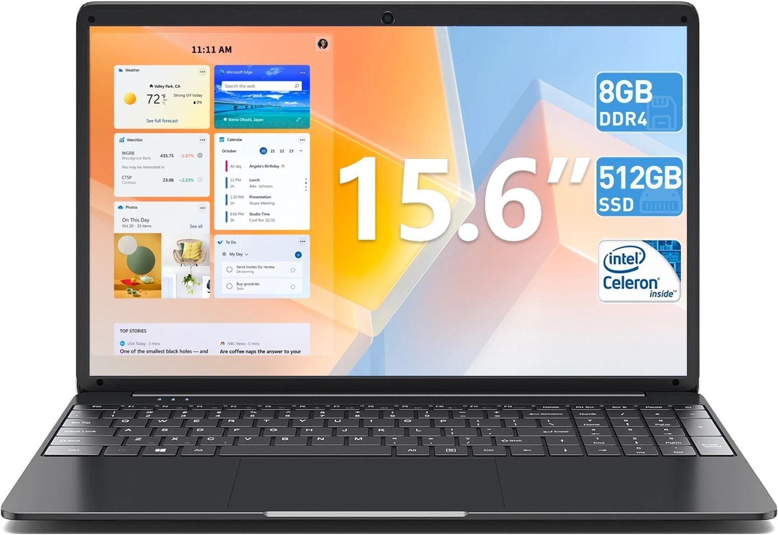 15.6 inch Laptop 8GB DDR4 256GB 512GB SSD Intel Celeron Up to 2.5GHz 7000 mAh