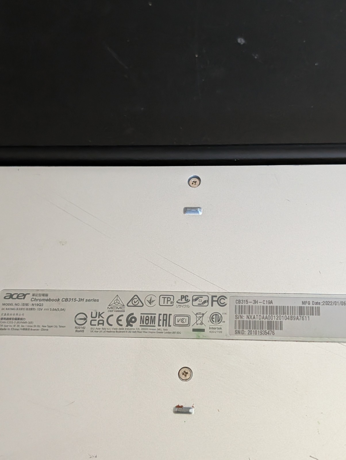 Acer Chromebook 315 (N21Q9) Laptop 2024 – Unknown Specs – SOLD FOR PARTS ONLY **