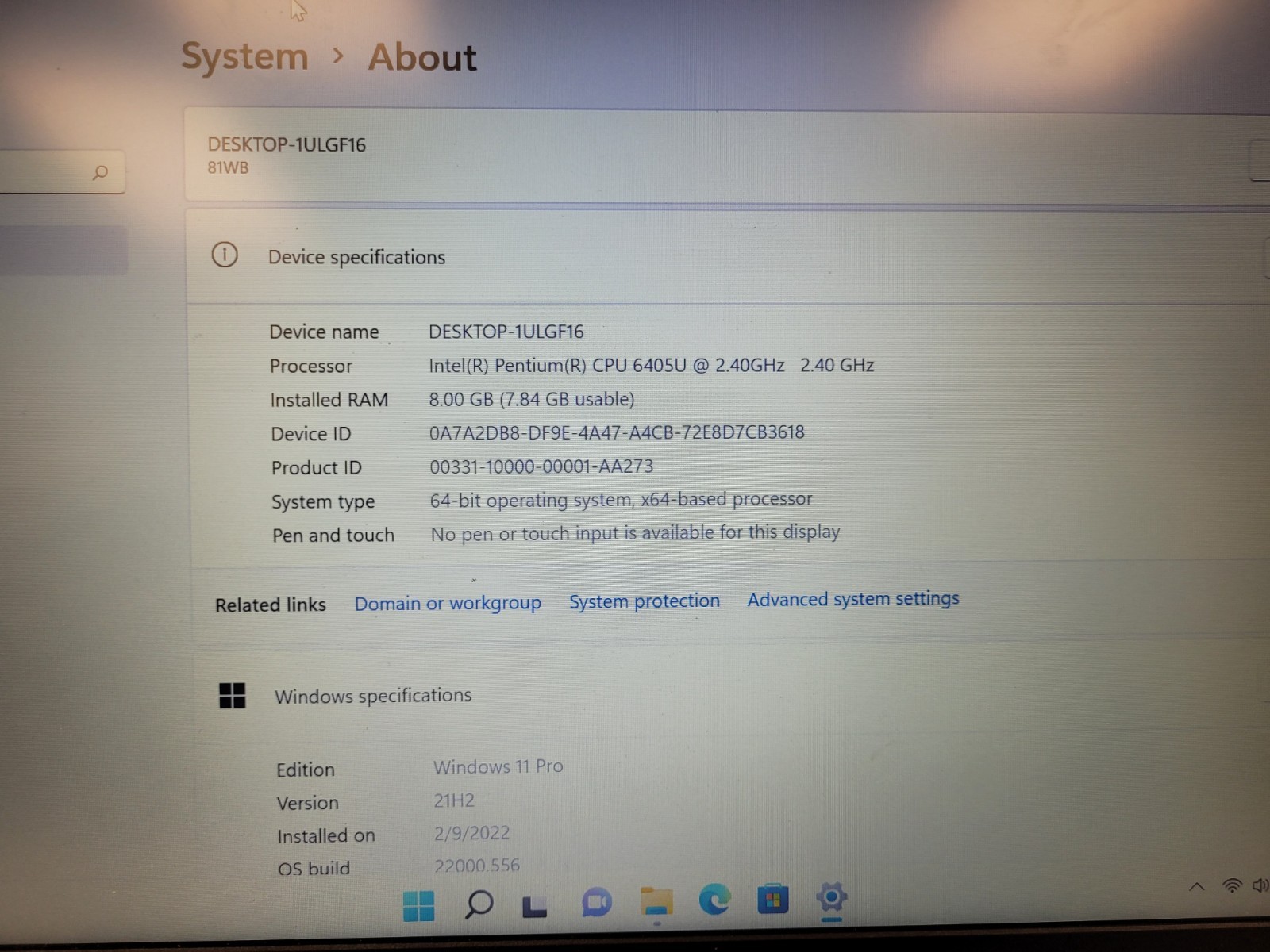 Lenovo IdeaPad 3 15IML05 15.6″ pentium 6405u 2.4ghz 8gb ram 250gb ssd PF29F3BW