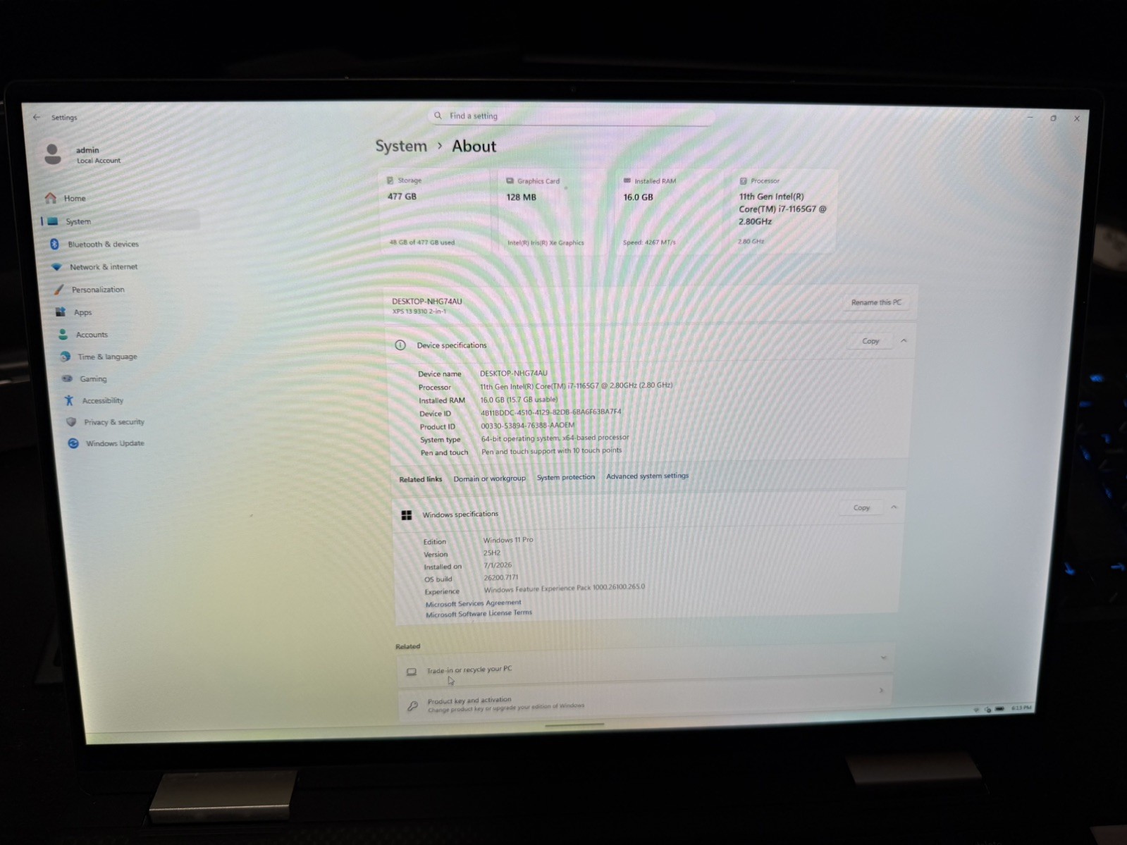 Dell XPS 13 9310 2-in1, i7-1270P, 16GB, 512GB, Win 11 Pro, Great, Touchscreen