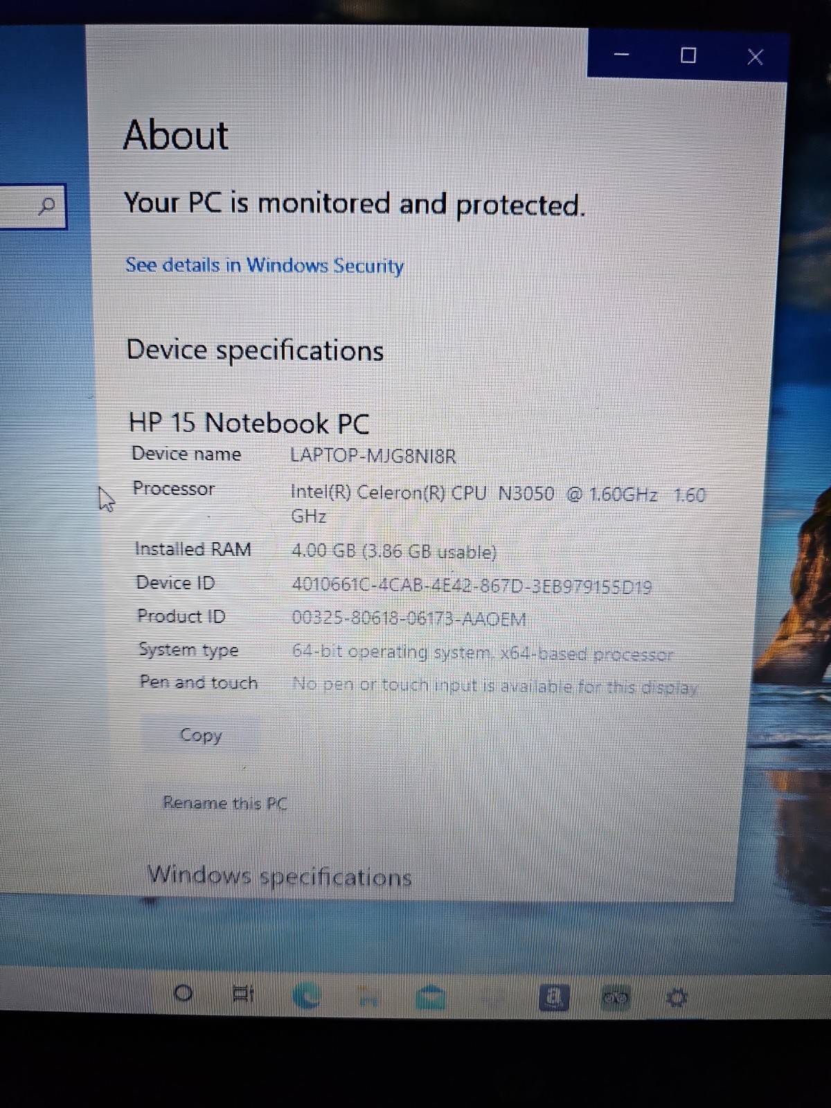 HP 15-f233wm Laptop w/Cable Intel Celeron N3050 15.6-in 4GB RAM 500GB HDD Win 10