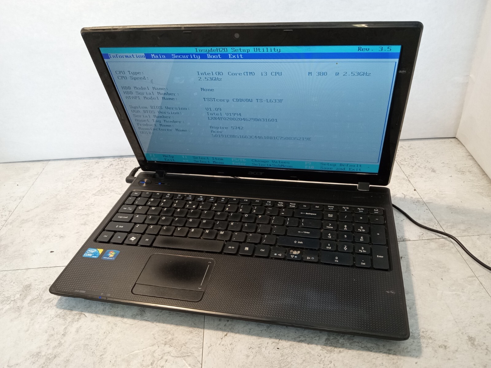 Acer Aspire 5742-7120 15.6″ Laptop Intel Core i3-380M 2.53GHz *READ* -FM