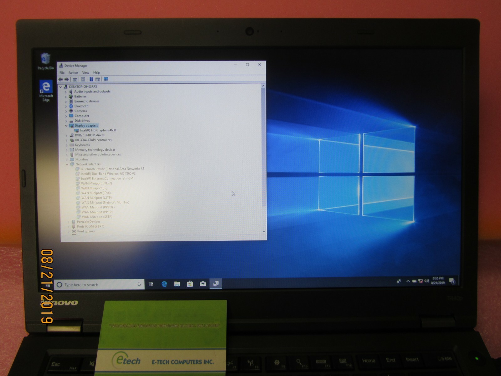 ThinkPad T440p i5-4300M 8GB 500GB HD 14.0 HD+ Windows 10 Pro64, PN 20AW0002US