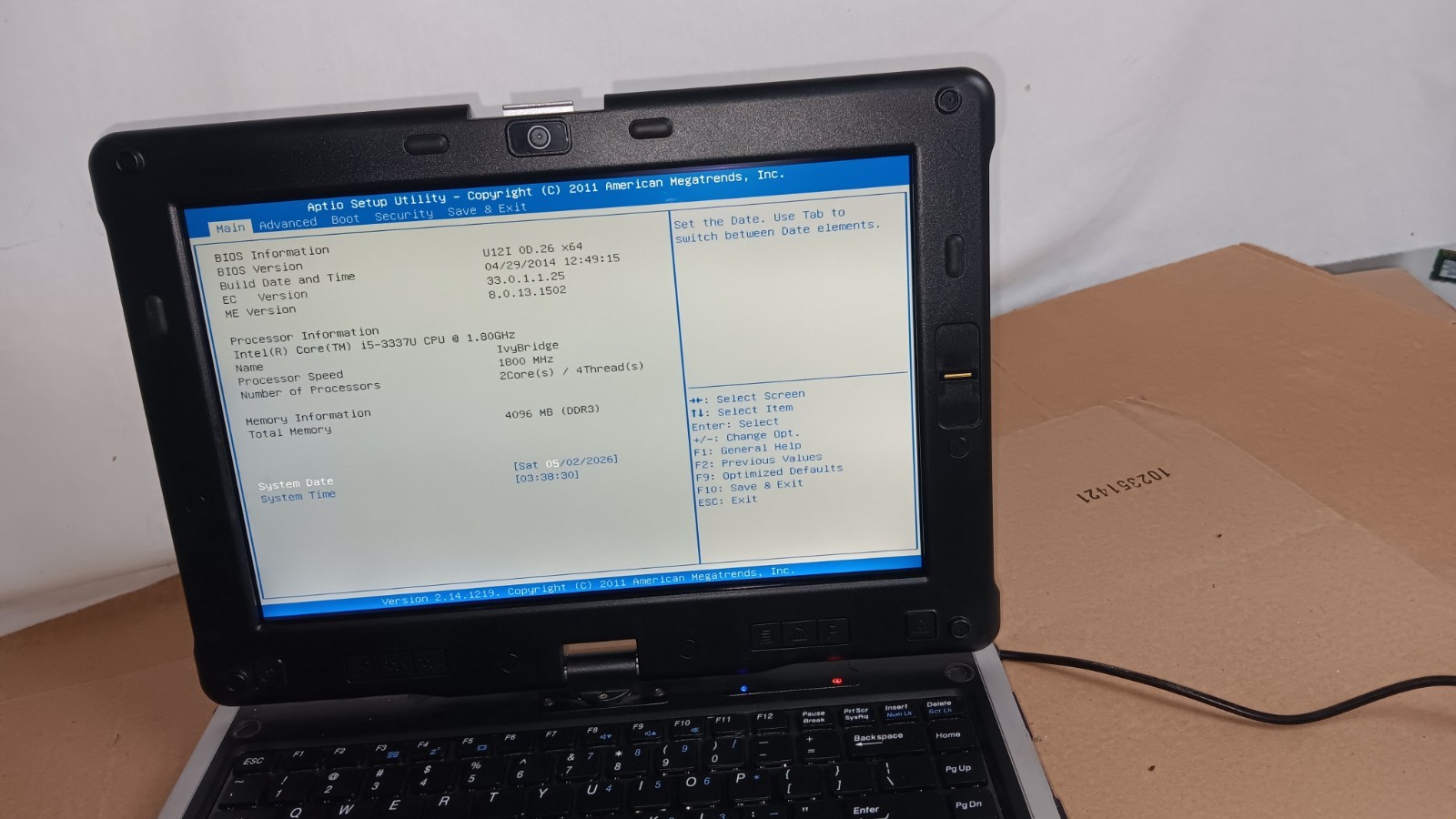 Durabook U12C Rugged Laptop Core I5 3rd Gen 128 SSD 12.1″ Touch Screen Win 8 pro