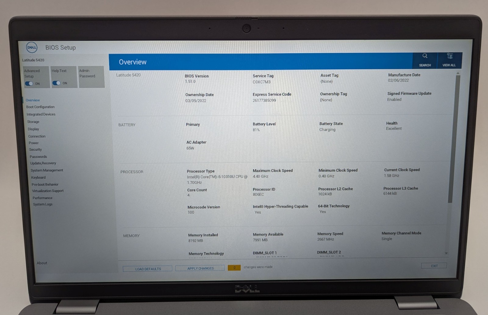 Dell Latitude 5420 14″ Laptop i5-10310U 1.70GHz 8GB RAM 256GB NVMe Windows 11