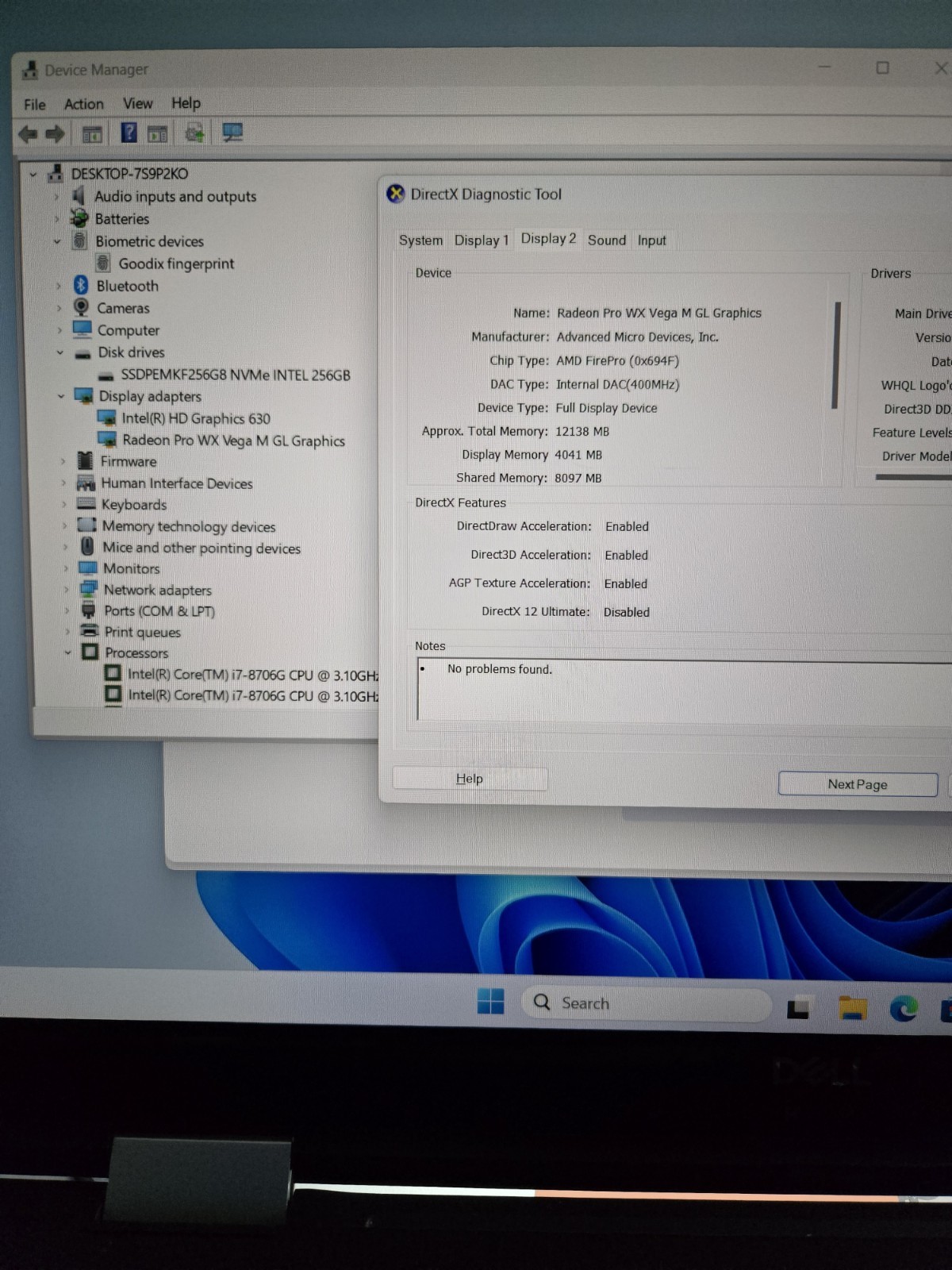 DELL Precision 5530 2-in-1 i7-8706G 3.1GHz 16Gb RAM 256Gb NVMe Touch Pro WX Vega