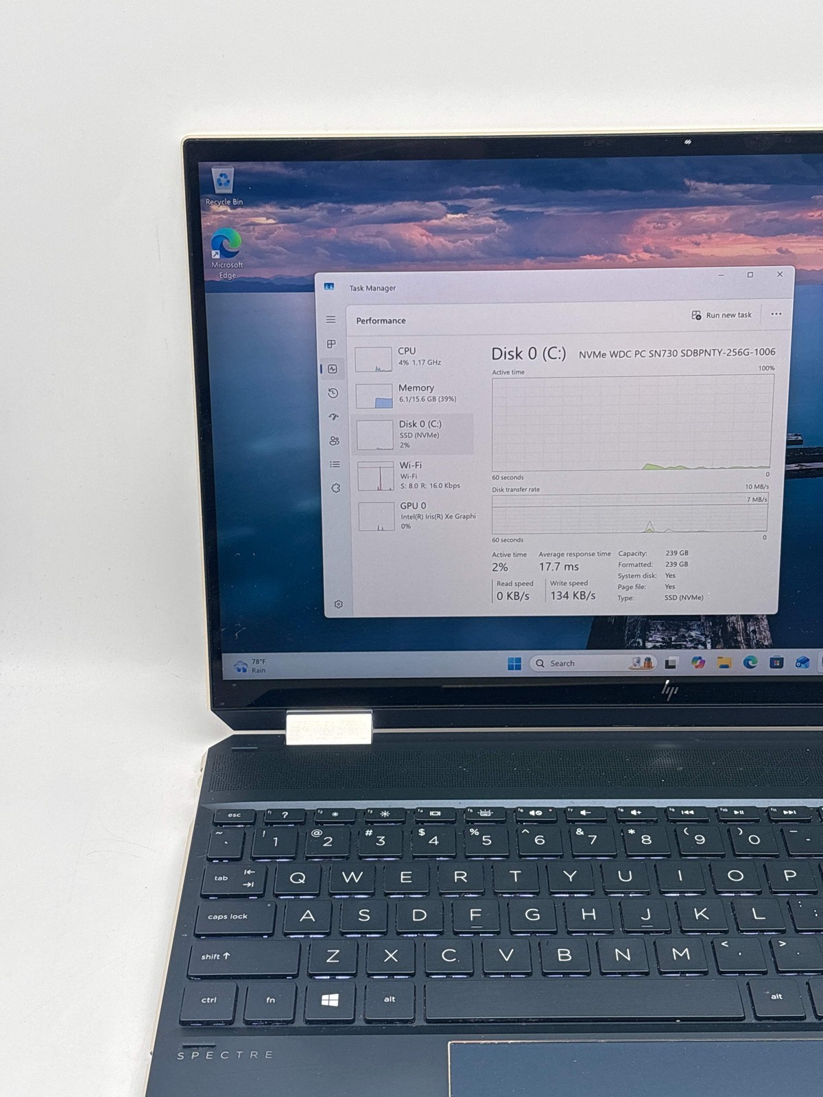 HP Spectre x360 15t-eb100 2-in-1 i7-1165G7 16GB RAM 256GB SSD Used