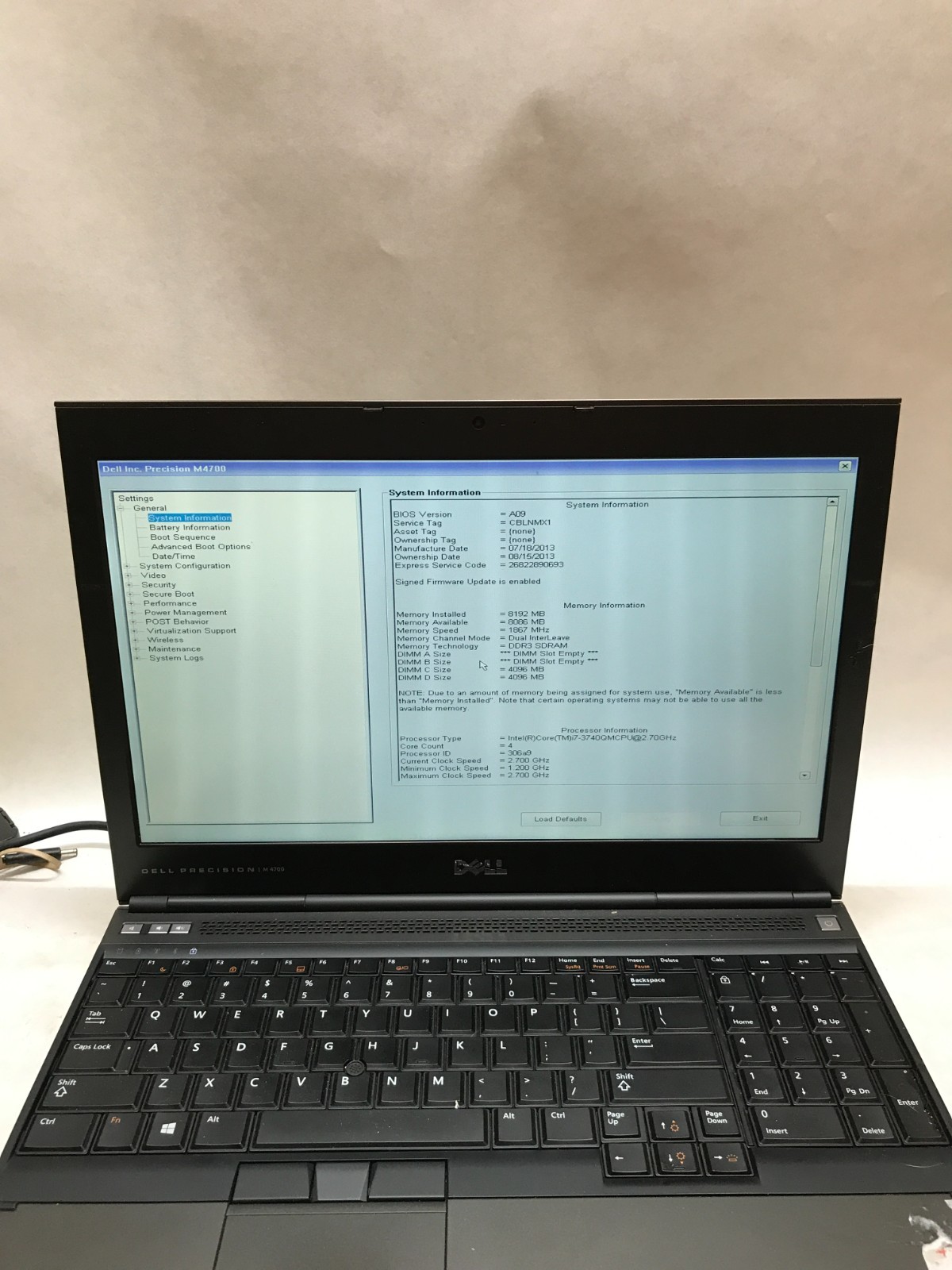 Dell Precision M4700 15″ Intel Core i7 8GB RAM NO SSD/OS For Parts/Repair – DW