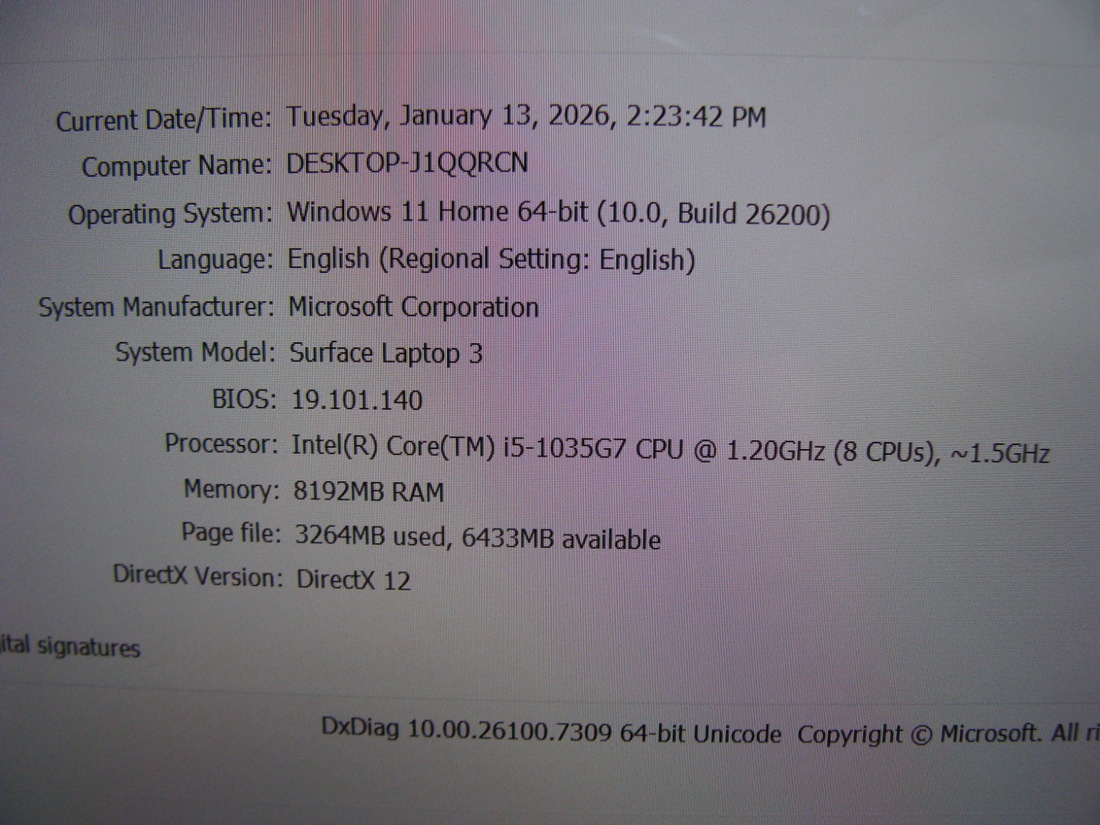 MS Surface Laptop 3 1867:1868 13.5″2256×1504 TOUCH i5-1035G7 1.2Gh 8GB 256GB +PA