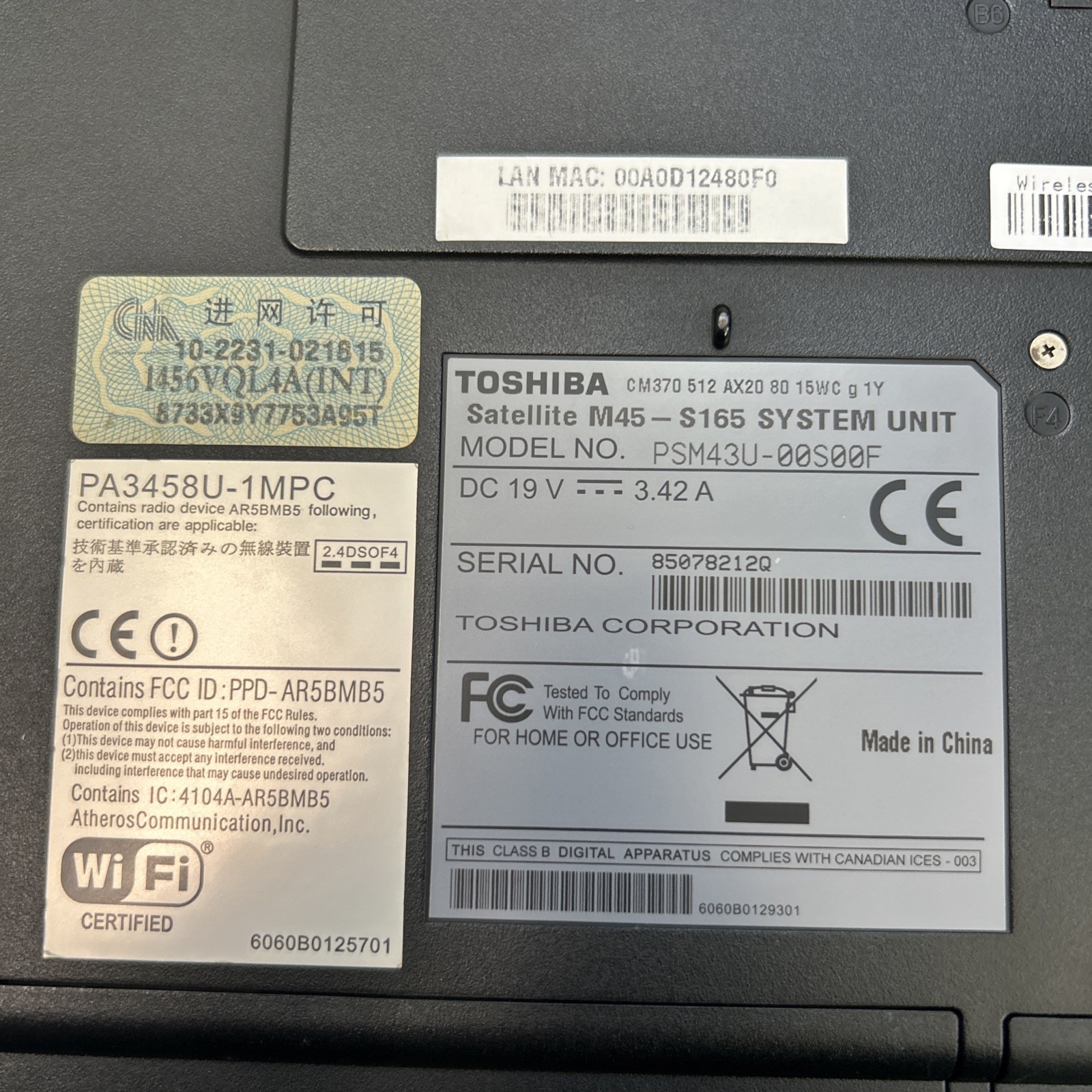 Toshiba Satellite M45-S165 Laptop Intel Centrino 1.5GB RAM 100Gb HDD Works READ