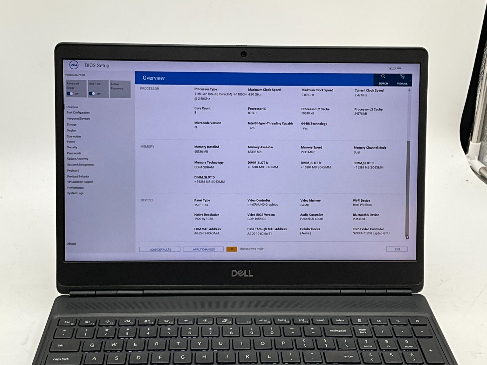 DELL Precision 7560 i7-11850H 2.50g 64GB 1tb T1200 15.6″ WIN11 Laptop GCKC2J3