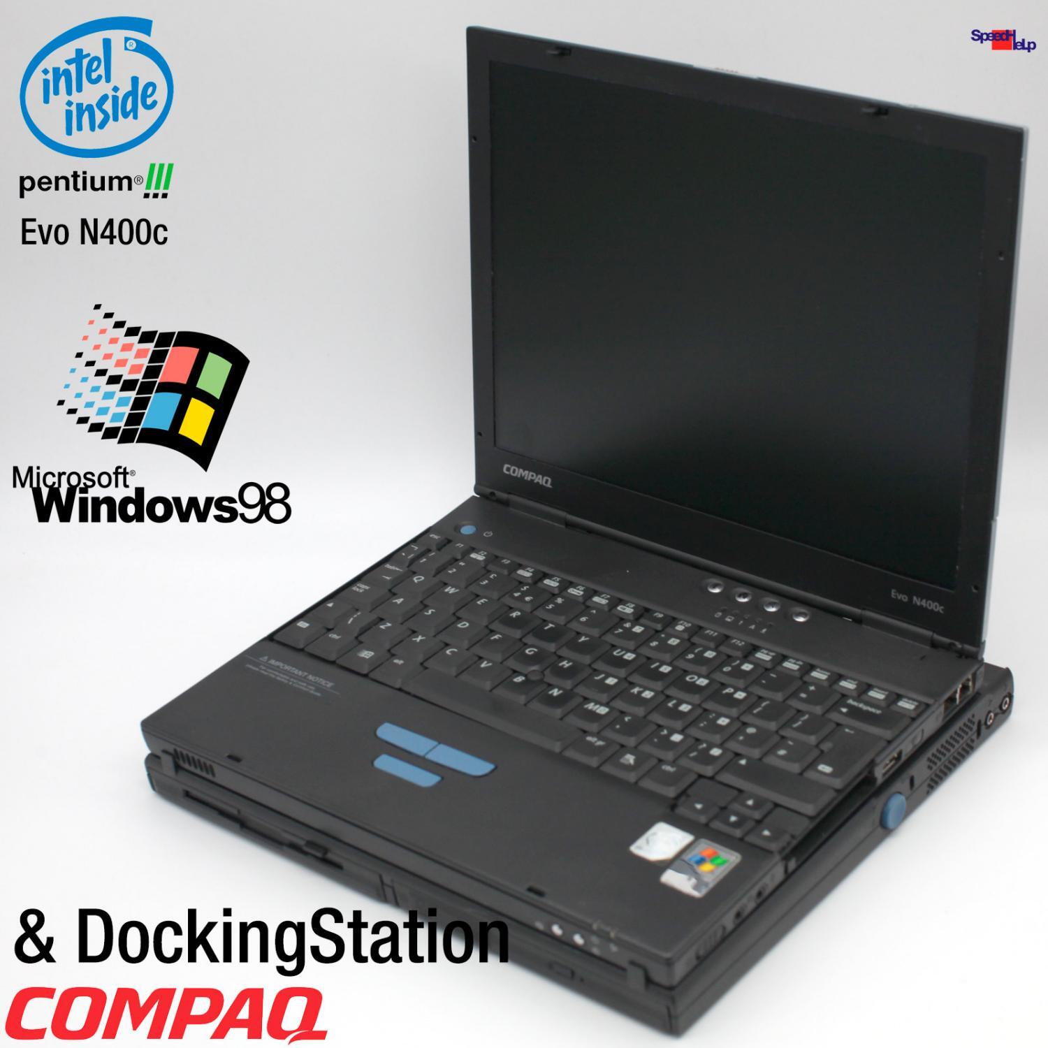 Netbook Notebook Compaq Evo N400C Docking Station Laptop Windows 98 384MB 20GB