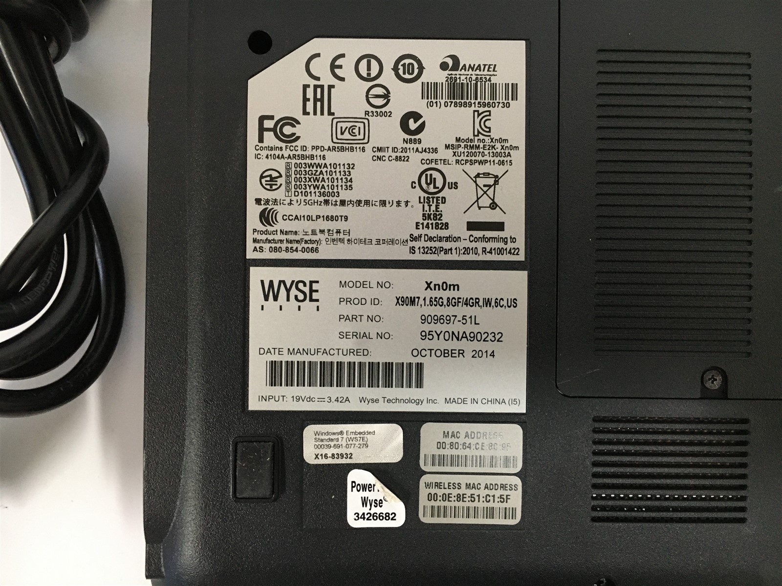 WYSE Xn0m Laptop AMD G-T56N 1.65GHz 4GB RAM 8GB SSD Chrome OS 14″