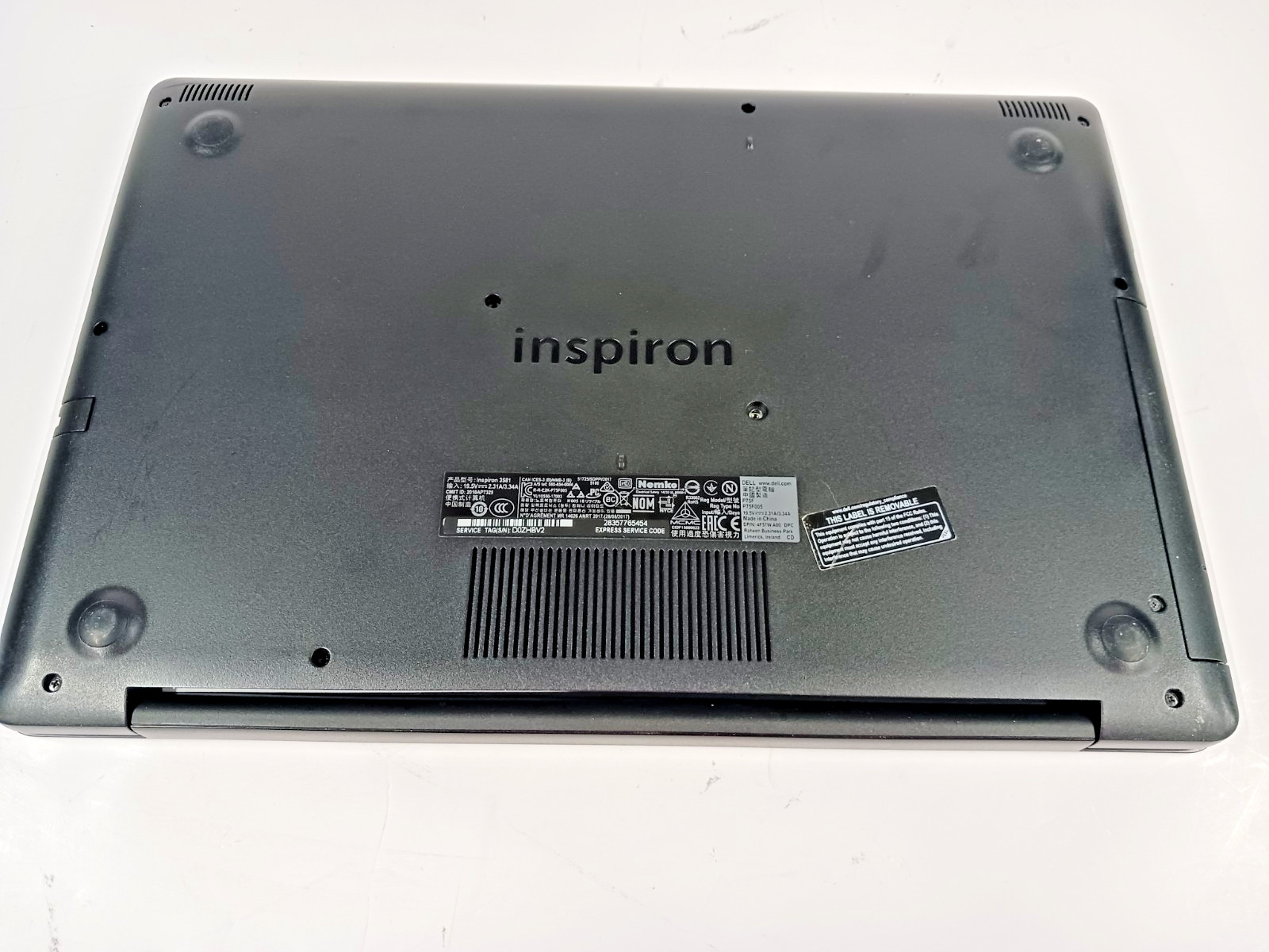 15.5″ DELL Inspiron 3581 Intel Core i3-7020U @ 2.30 GHz 8 GB RAM 128 SSD, No OS