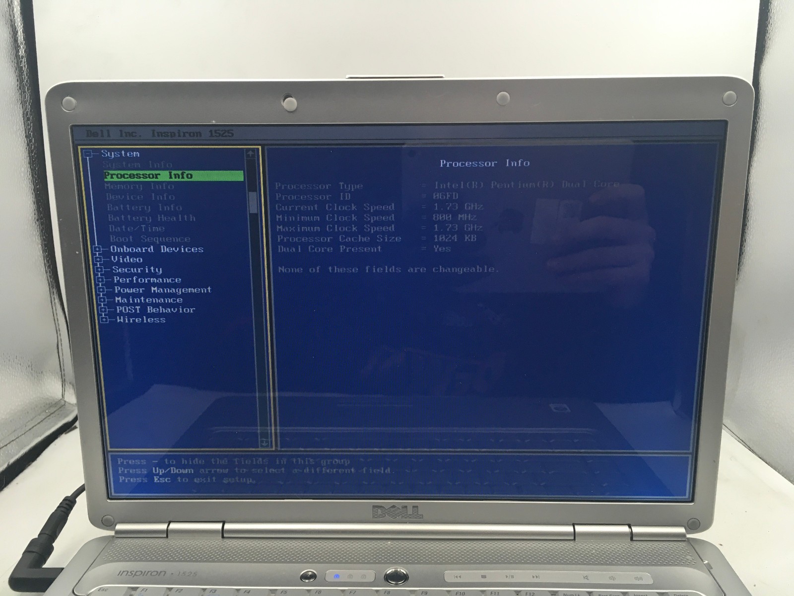 DELL INSPIRON 1525 – BOOTS TO BIOS – INTEL PENTIUM DUAL CORE – 4GB RAM – READ-BB